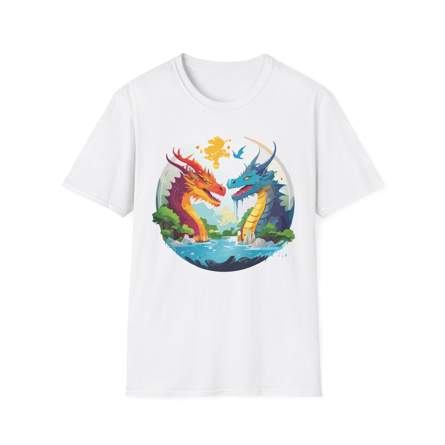 Dragon T Shirt Unisex Gildan Softstyle 64000 100 Percent Cotton Animal Print Tee Artwork