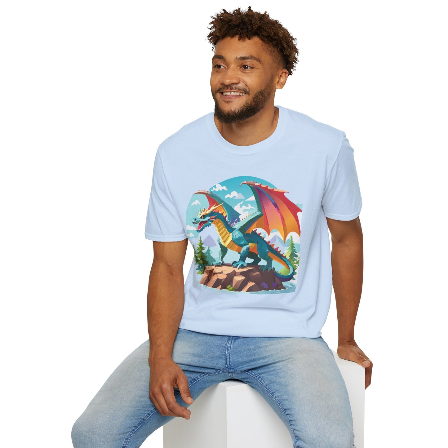 Dragon Graphic Tee Unisex Softstyle 100 Percent Ring Spun Cotton Animal Art Print Shirt