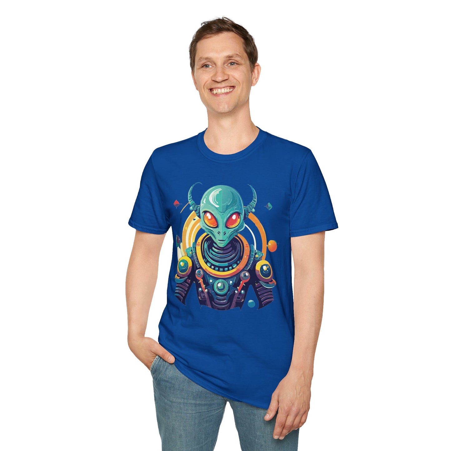 Alien Cosmos T Shirt Unisex Softstyle Cotton Tee With Alien Art Design Premium Comfort