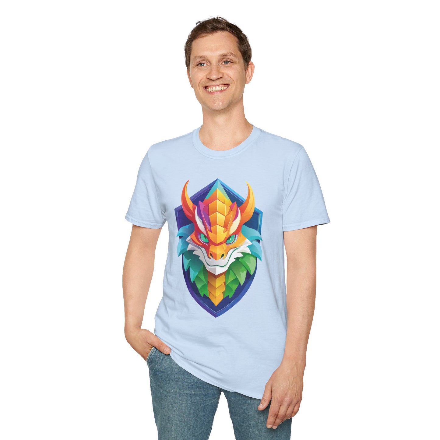 Unisex Dragon T Shirt Softstyle 64000 100 Percent Ring Spun Cotton Comfortable Tee