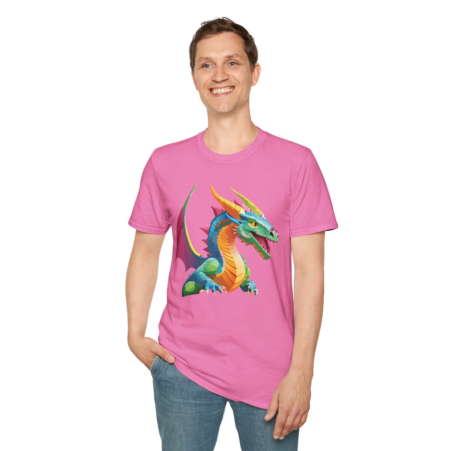 Unisex Dragon Graphic Tee Softstyle Short Sleeve T Shirt Made From Ring Spun Cotton