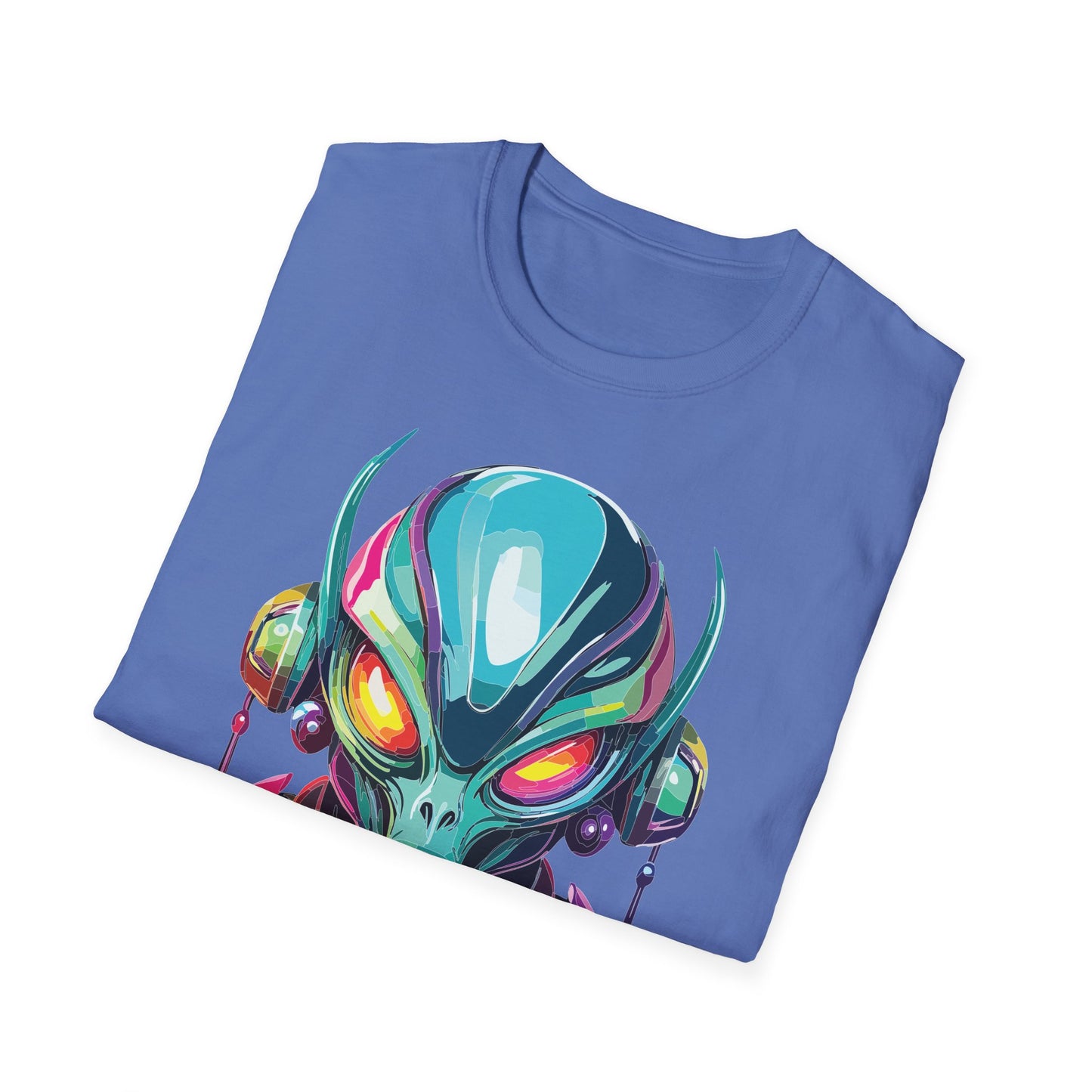 Alien Cosmos Unisex Cotton T Shirt With Alien Artwork Softstyle Ring Spun Cotton 64000
