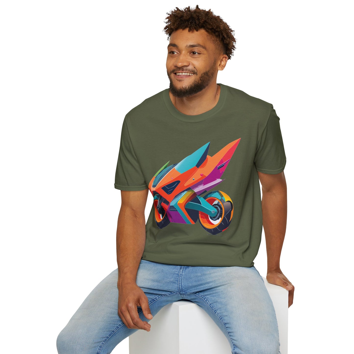 Unisex Bike T Shirt Moto Shirt Motorcycle MTB T Shirt 100 Percent Cotton Softstyle