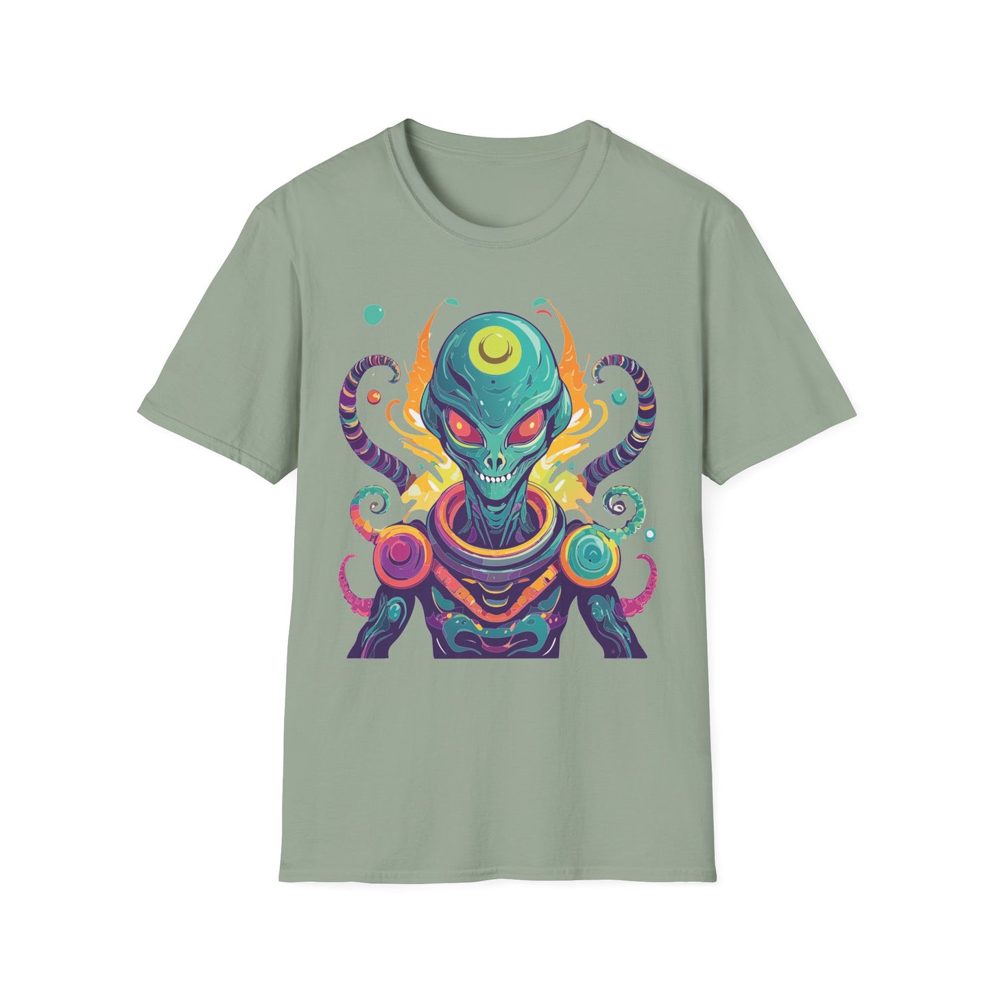 Alien Cosmos Unisex T Shirt With Aliens Design Gildan Softstyle 64000 Comfortable Lightweight Tee