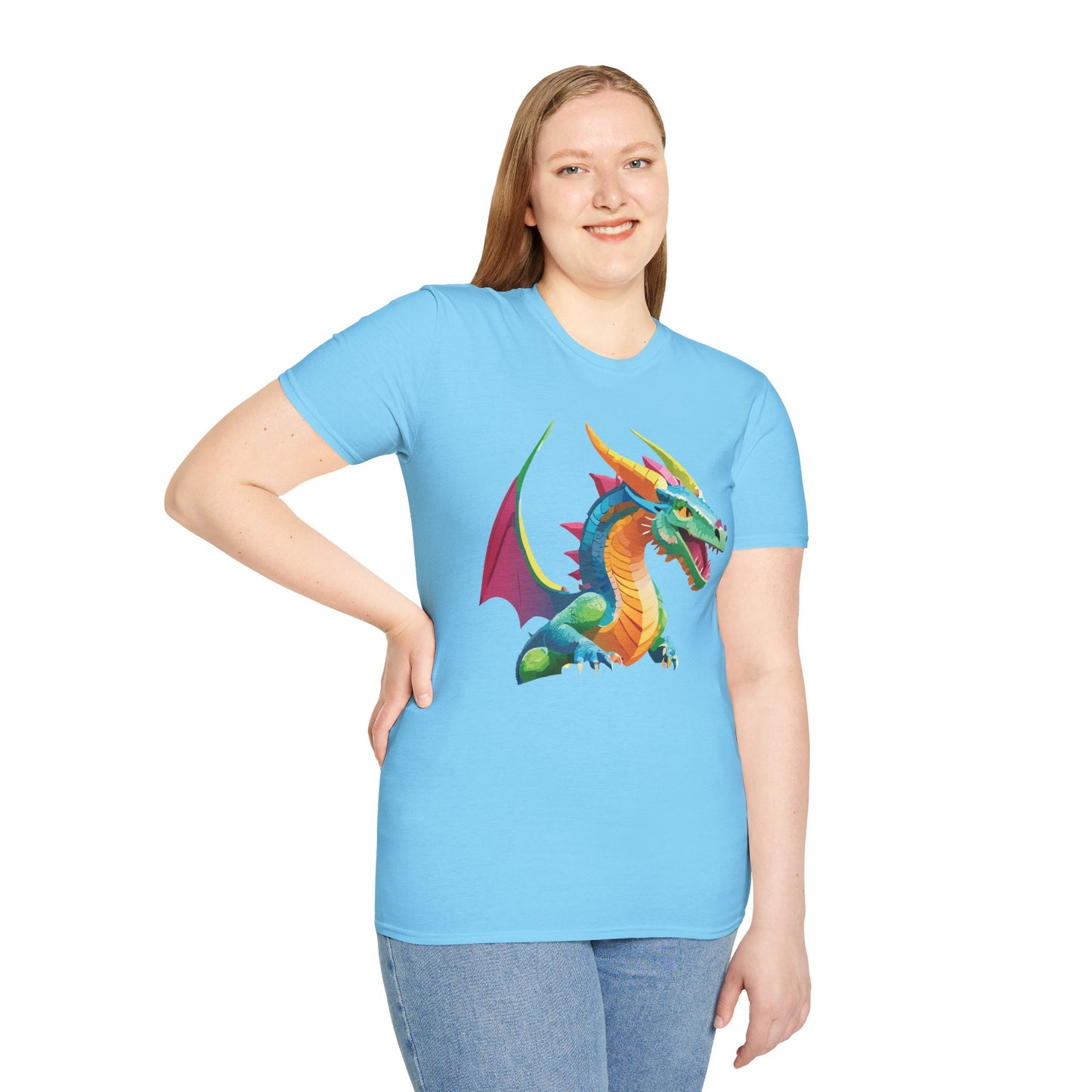 Unisex Dragon Graphic Tee Softstyle Short Sleeve T Shirt Made From Ring Spun Cotton