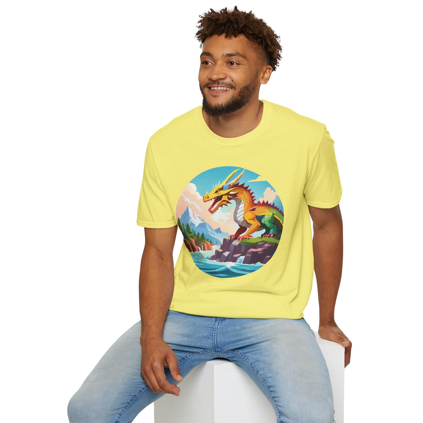 Dragon T Shirt Unisex Softstyle Cotton Tee With Colorful Animal Art Design For Everyday Wear