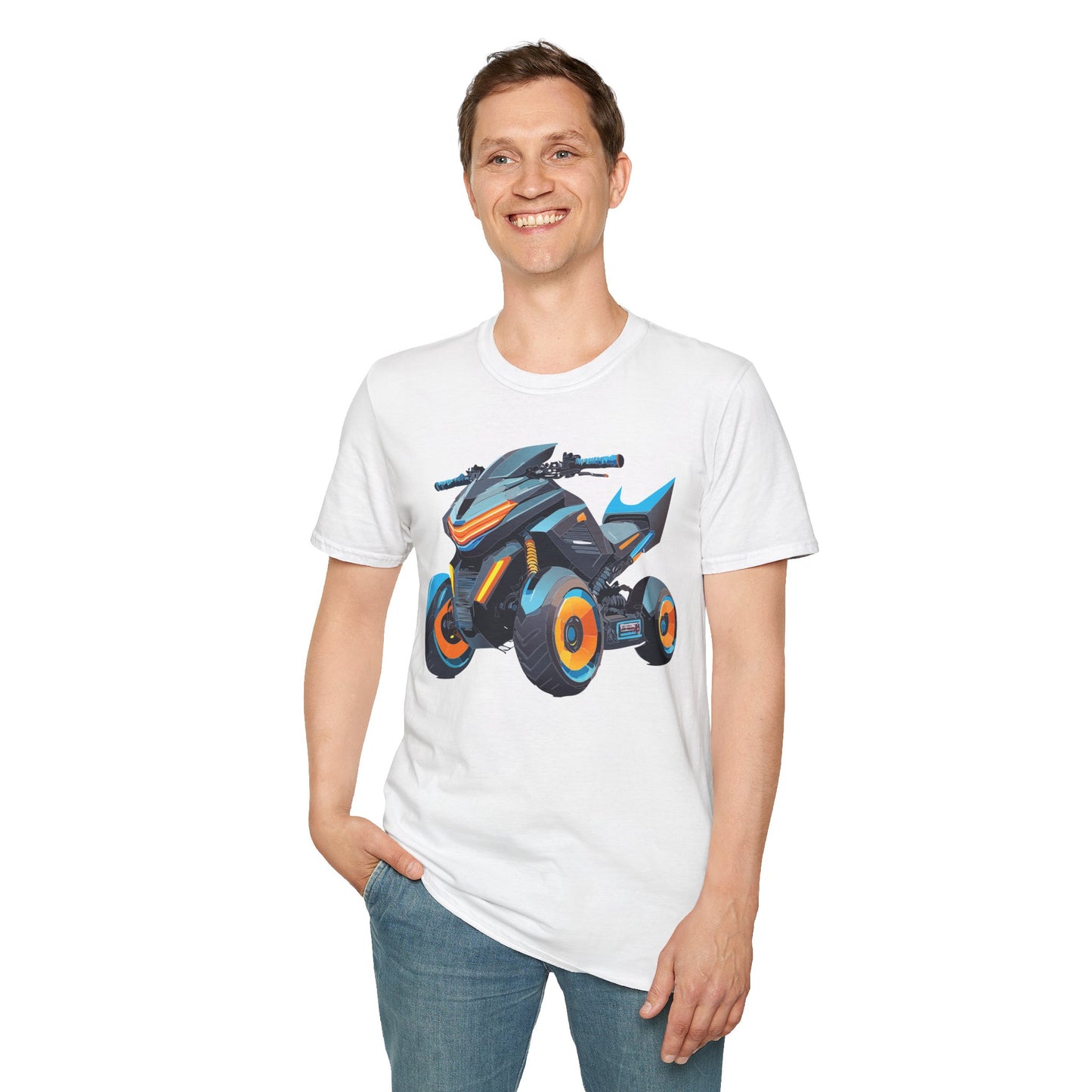 Unisex Motorcycle Art Design T Shirt Softstyle 64000 MTB Graphic Tee For Riders