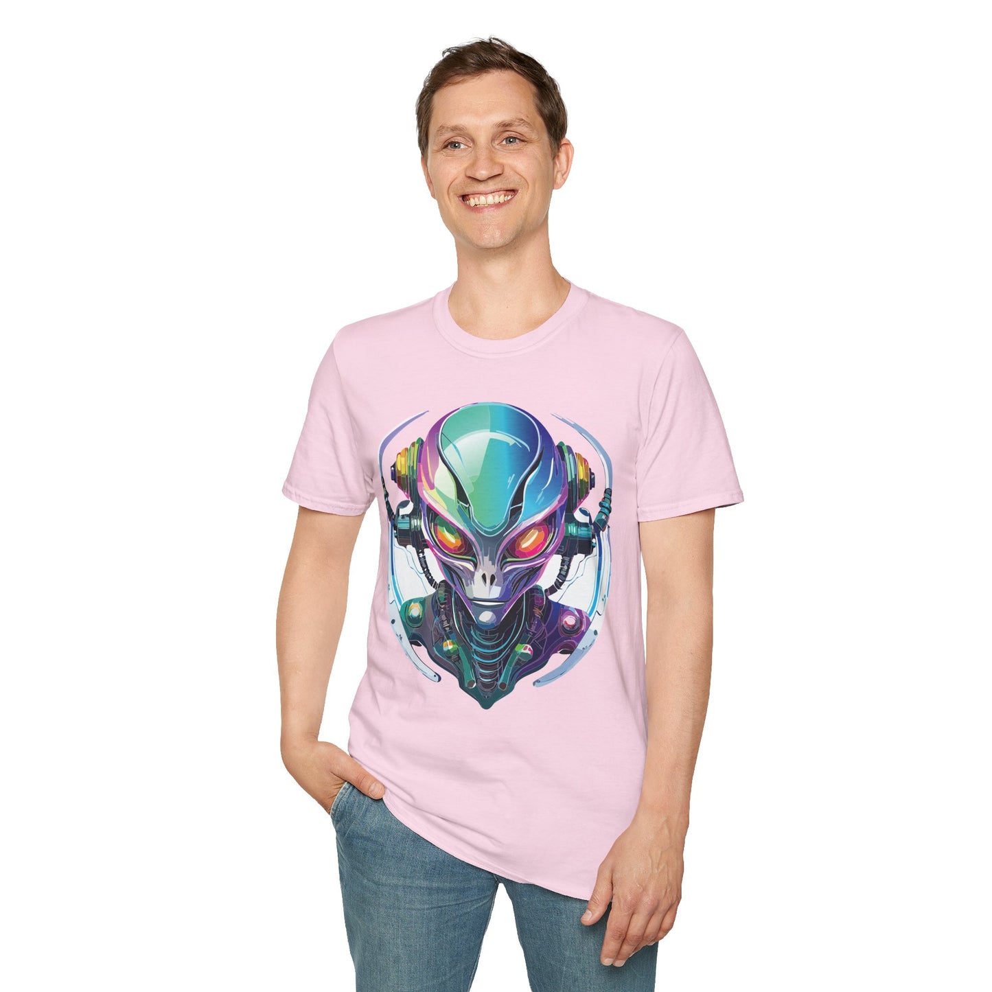 Alien Cosmos T Shirt Unisex Softstyle 64000 Tee With Alien Space Design 100 Percent Ringspun Cotton