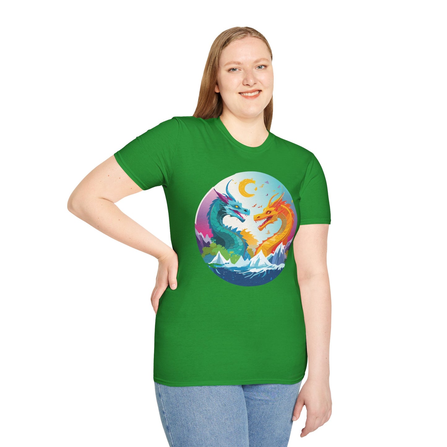 Dragon T Shirt Unisex Gildan Softstyle 64000 Tee Dragon Artwork Animal Print Shirt
