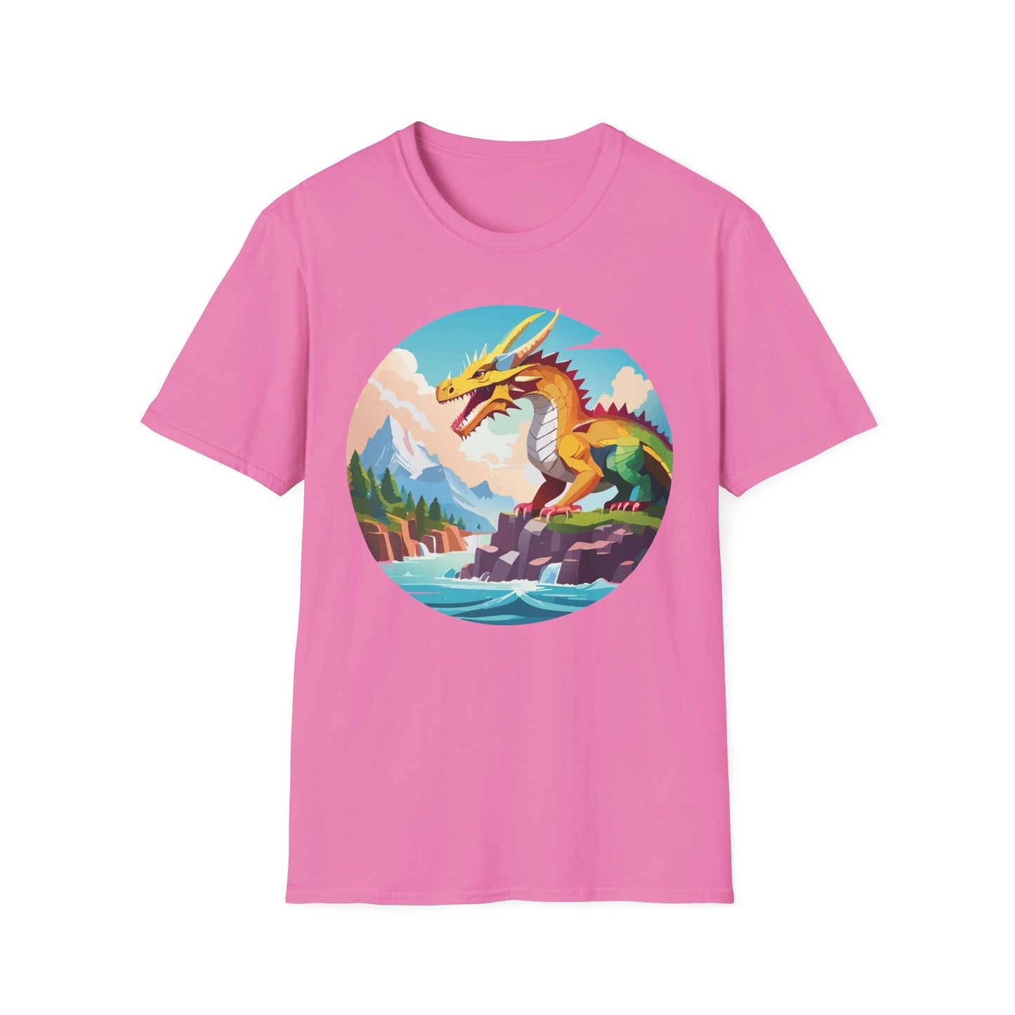 Dragon T Shirt Unisex Softstyle Cotton Tee With Colorful Animal Art Design For Everyday Wear