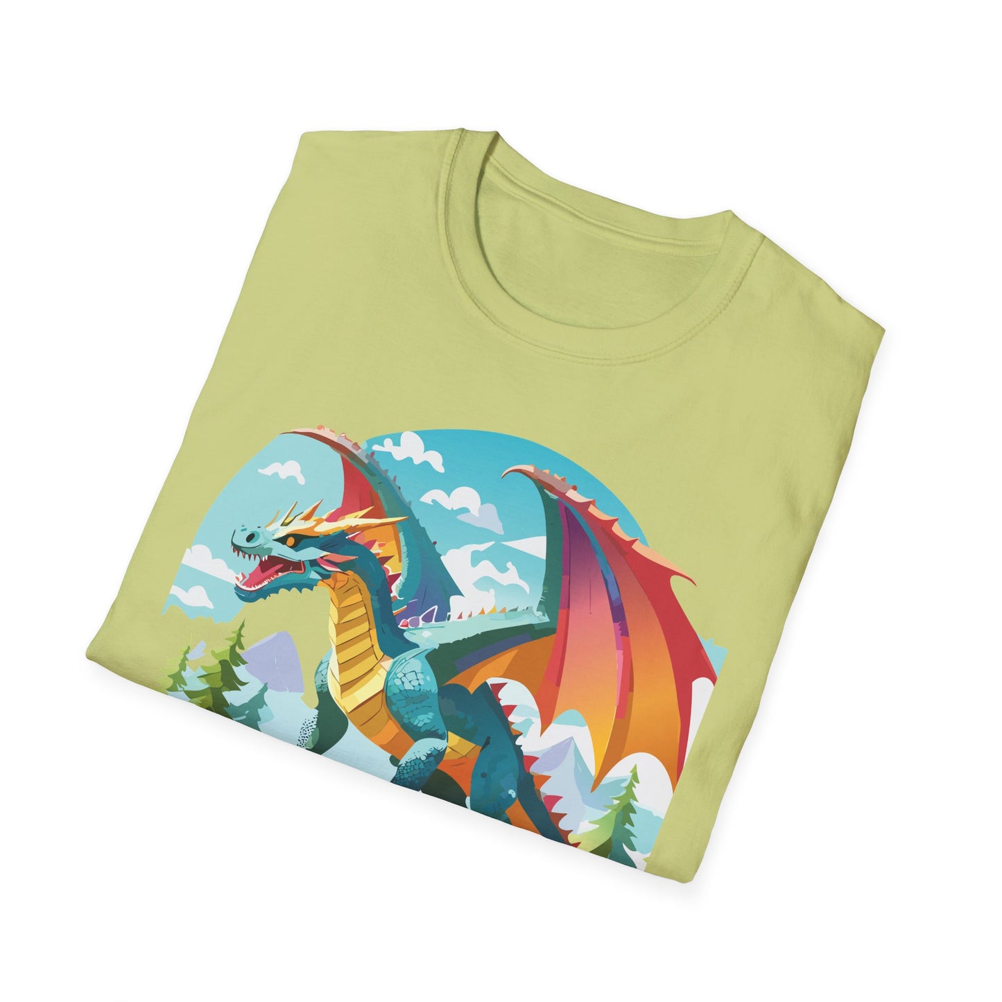 Dragon Graphic Tee Unisex Softstyle 100 Percent Ring Spun Cotton Animal Art Print Shirt