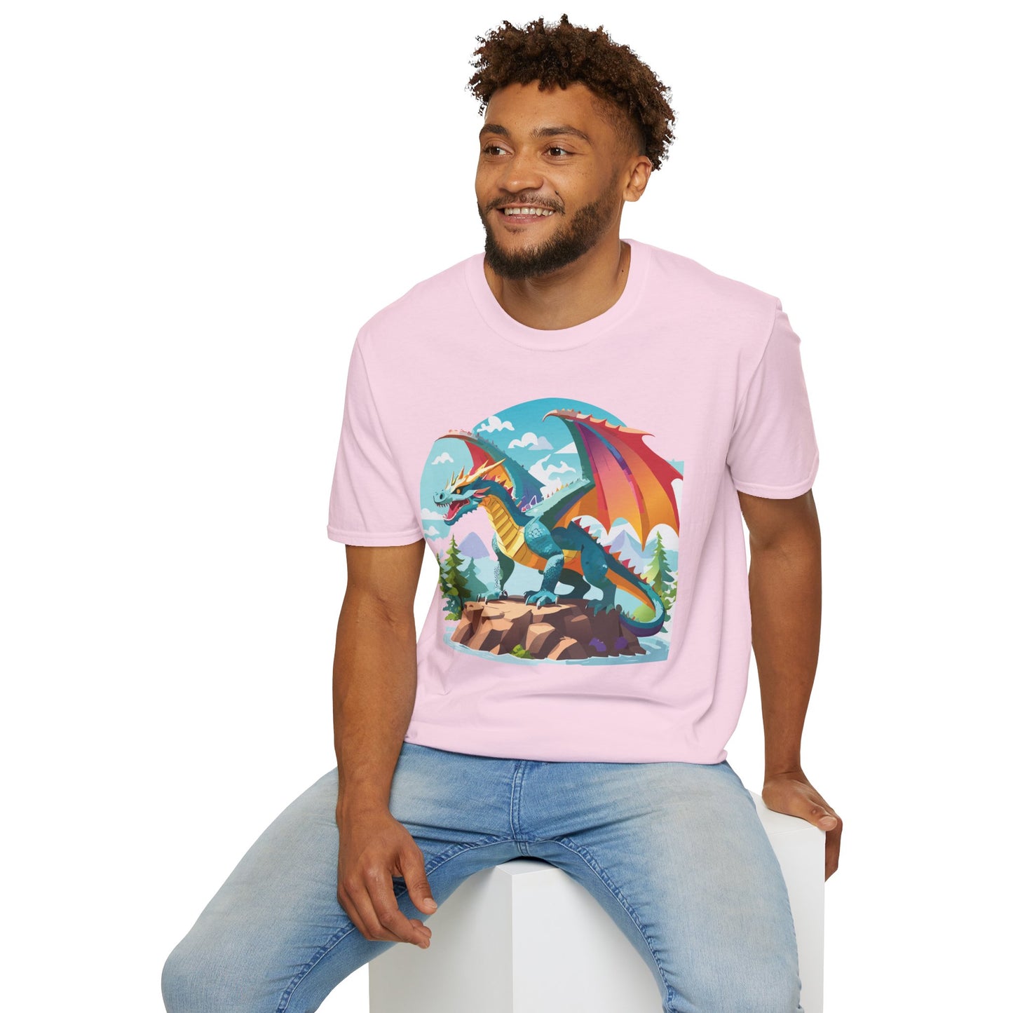 Dragon Graphic Tee Unisex Softstyle 100 Percent Ring Spun Cotton Animal Art Print Shirt