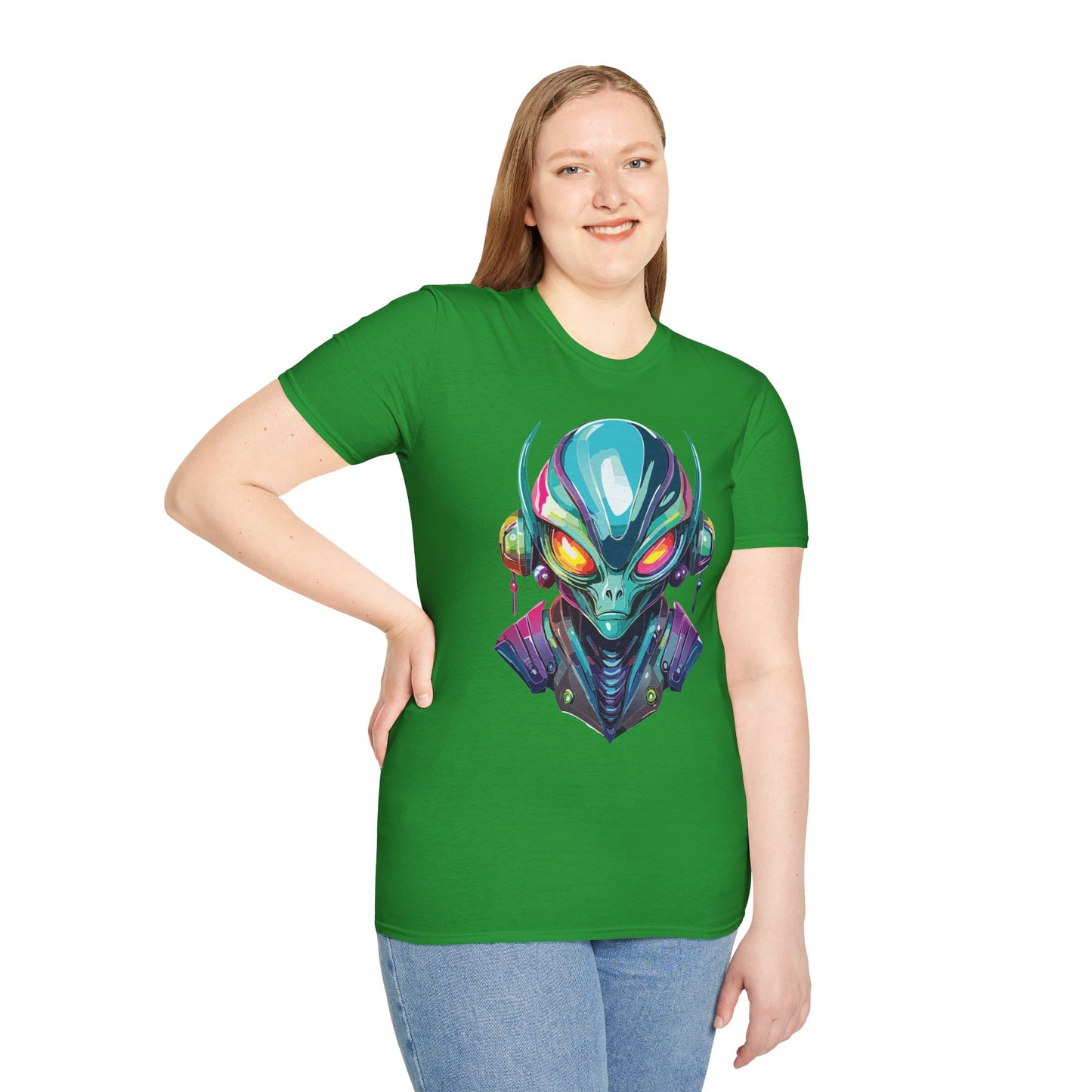 Alien Cosmos Unisex Cotton T Shirt With Alien Artwork Softstyle Ring Spun Cotton 64000