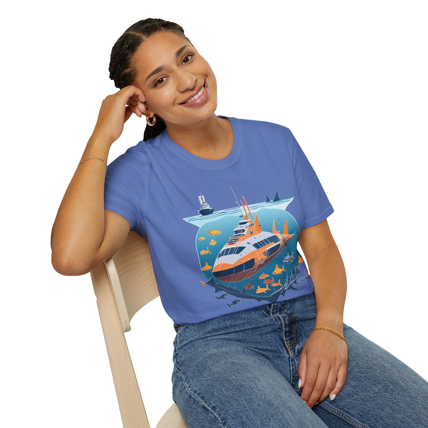 Ocean Tee Shirt, Ocean Shirt, Shirt with Ocean, U boat Tees, Shirt with U-Boat