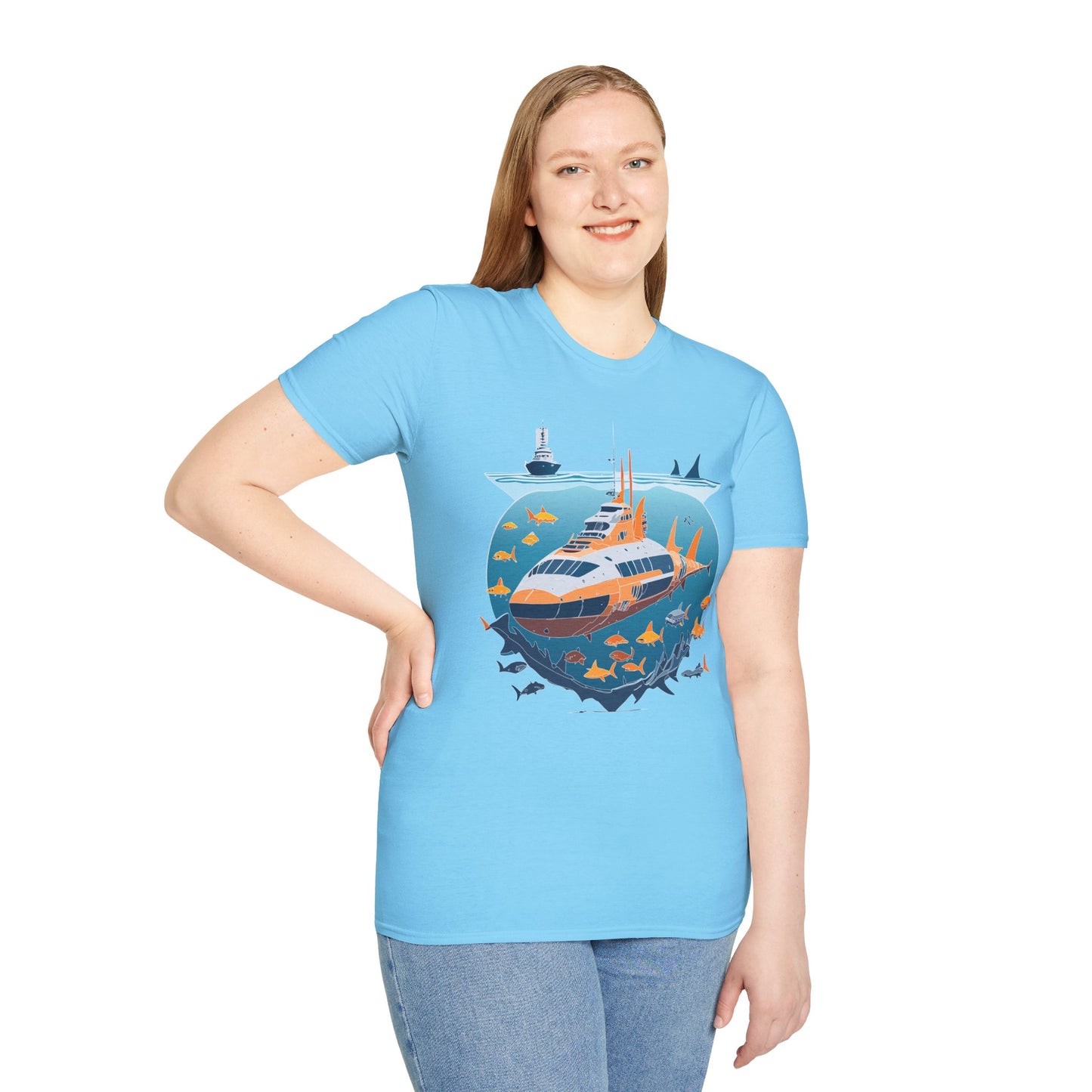 Ocean Tee Shirt, Ocean Shirt, Shirt with Ocean, U boat Tees, Shirt with U-Boat