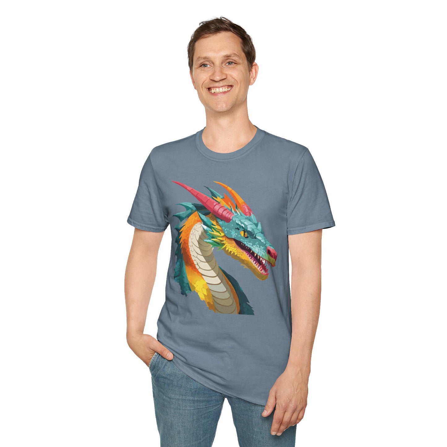 Dragon T Shirt Unisex Softstyle Art Design Tee With Animals Theme Gildan 64000 Premium Quality