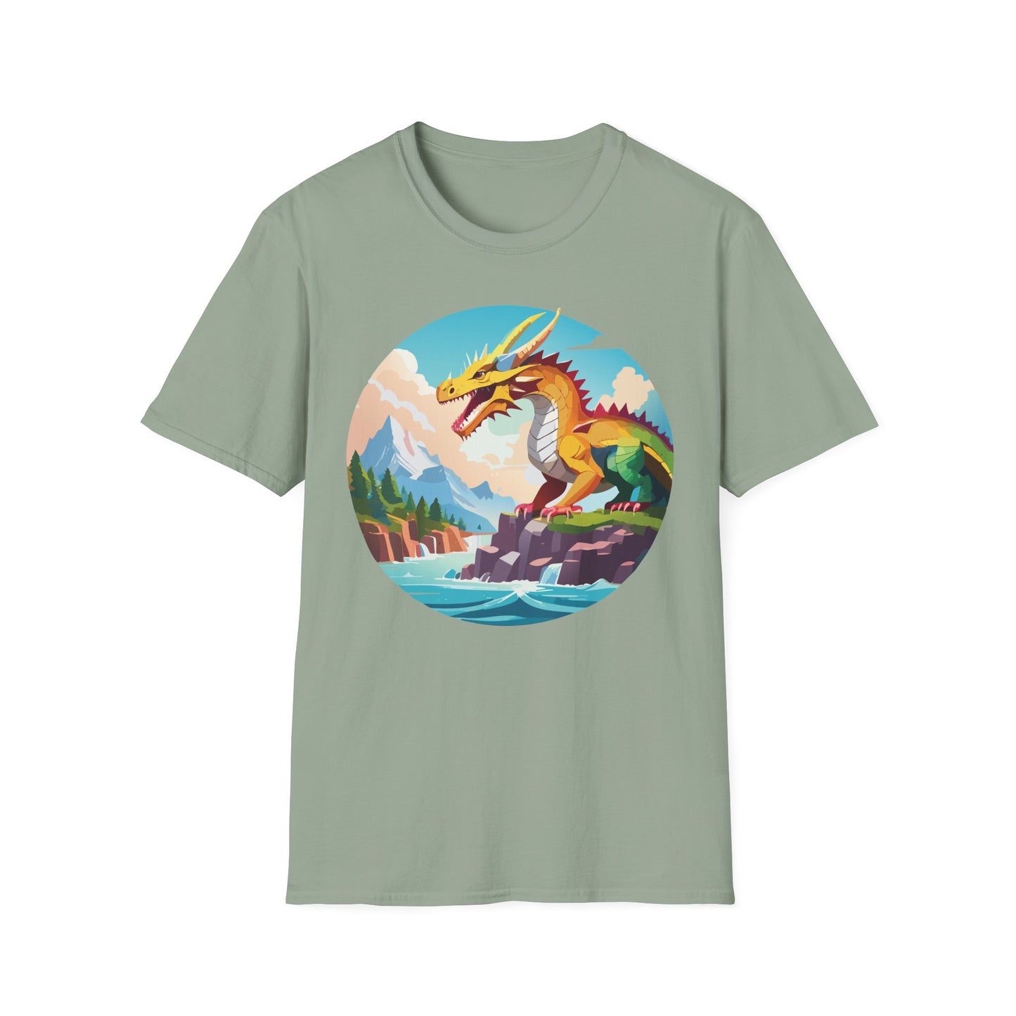 Dragon T Shirt Unisex Softstyle Cotton Tee With Colorful Animal Art Design For Everyday Wear