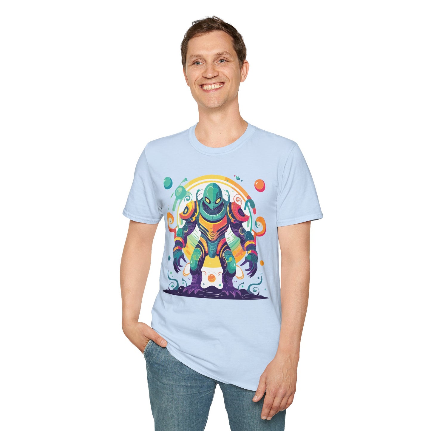Cosmos Alien T Shirt Unisex Softstyle 64000 with Art Design Durable Comfort Artwork Tee