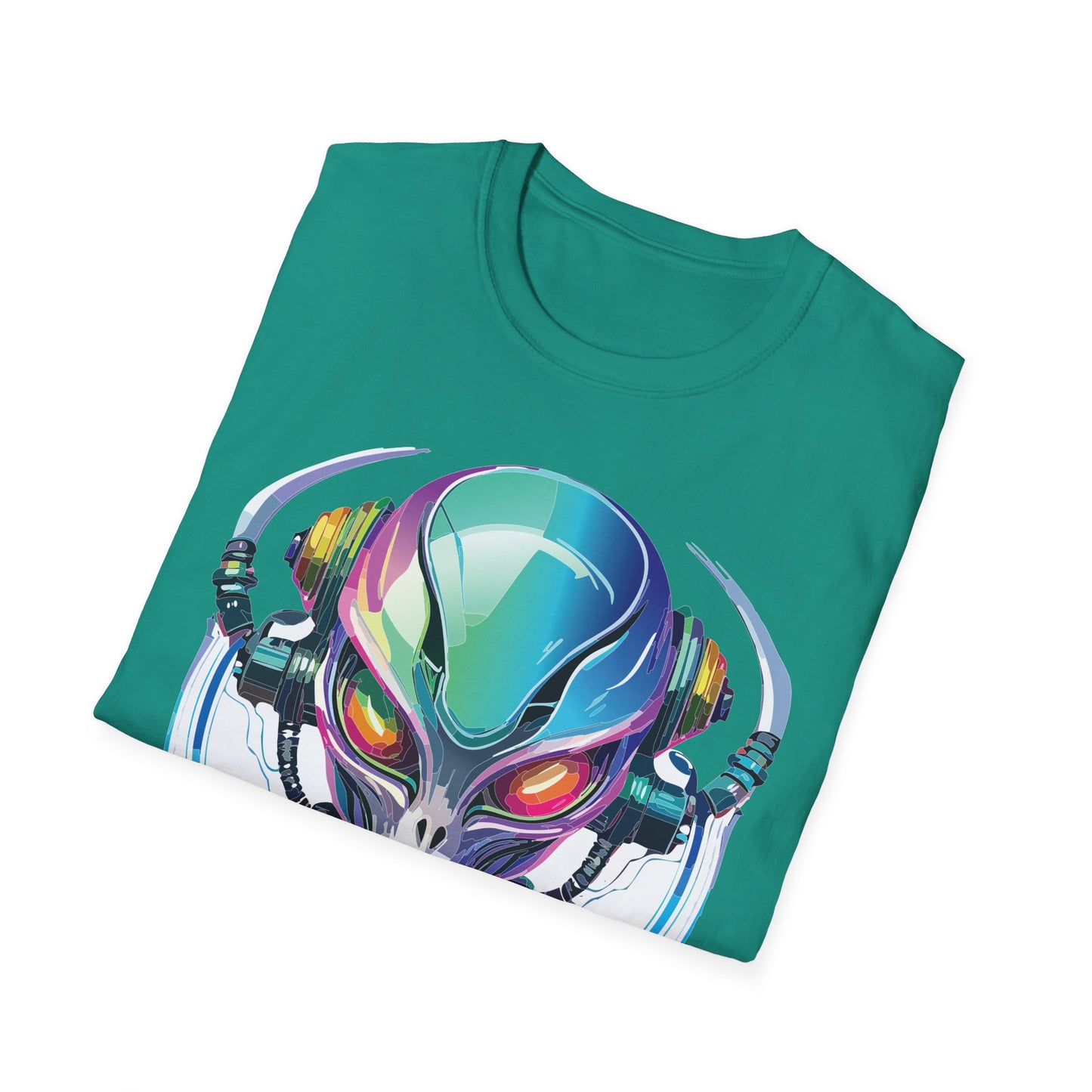 Alien Cosmos T Shirt Unisex Softstyle 64000 Tee With Alien Space Design 100 Percent Ringspun Cotton
