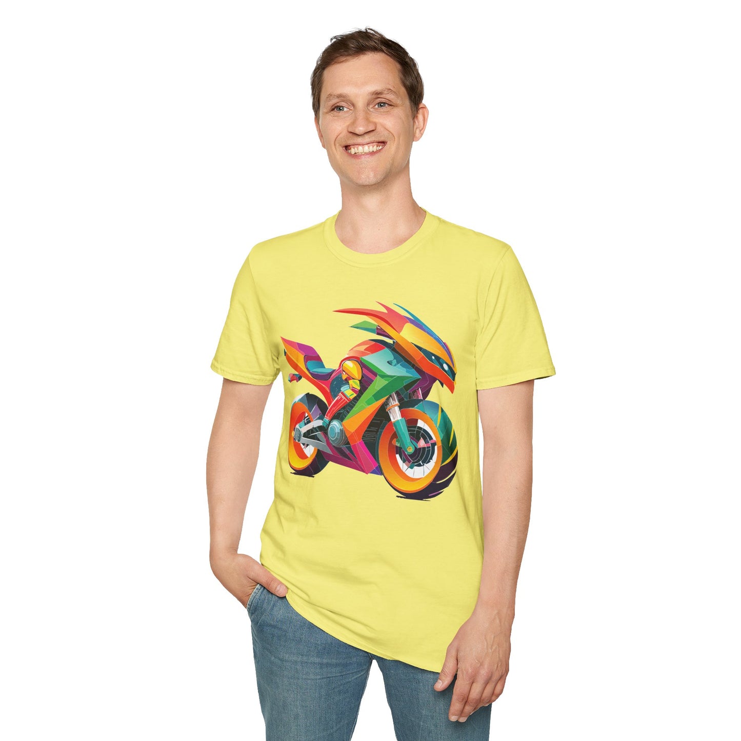 Unisex Bike T Shirt With Motorcycle Artwork Premium Cotton MTB Tee Softstyle 64000