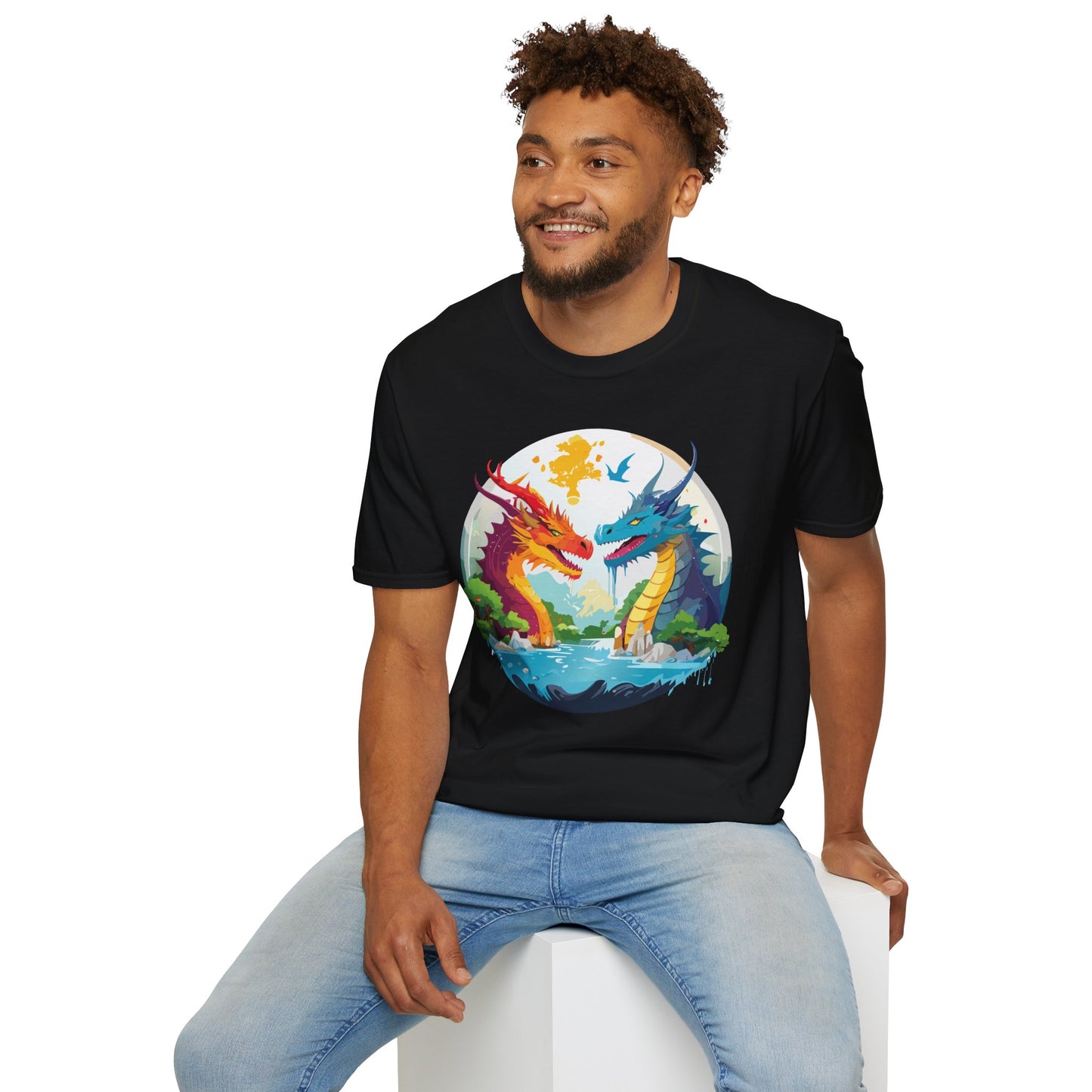 Dragon T Shirt Unisex Gildan Softstyle 64000 100 Percent Cotton Animal Print Tee Artwork