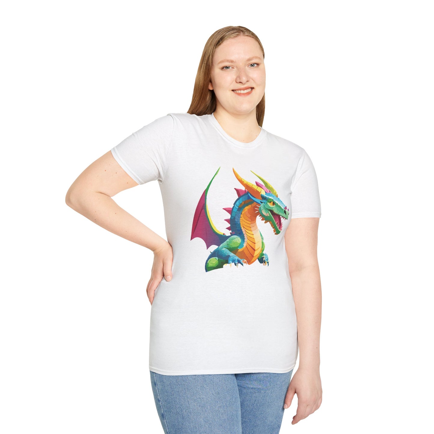 Unisex Dragon Graphic Tee Softstyle Short Sleeve T Shirt Made From Ring Spun Cotton