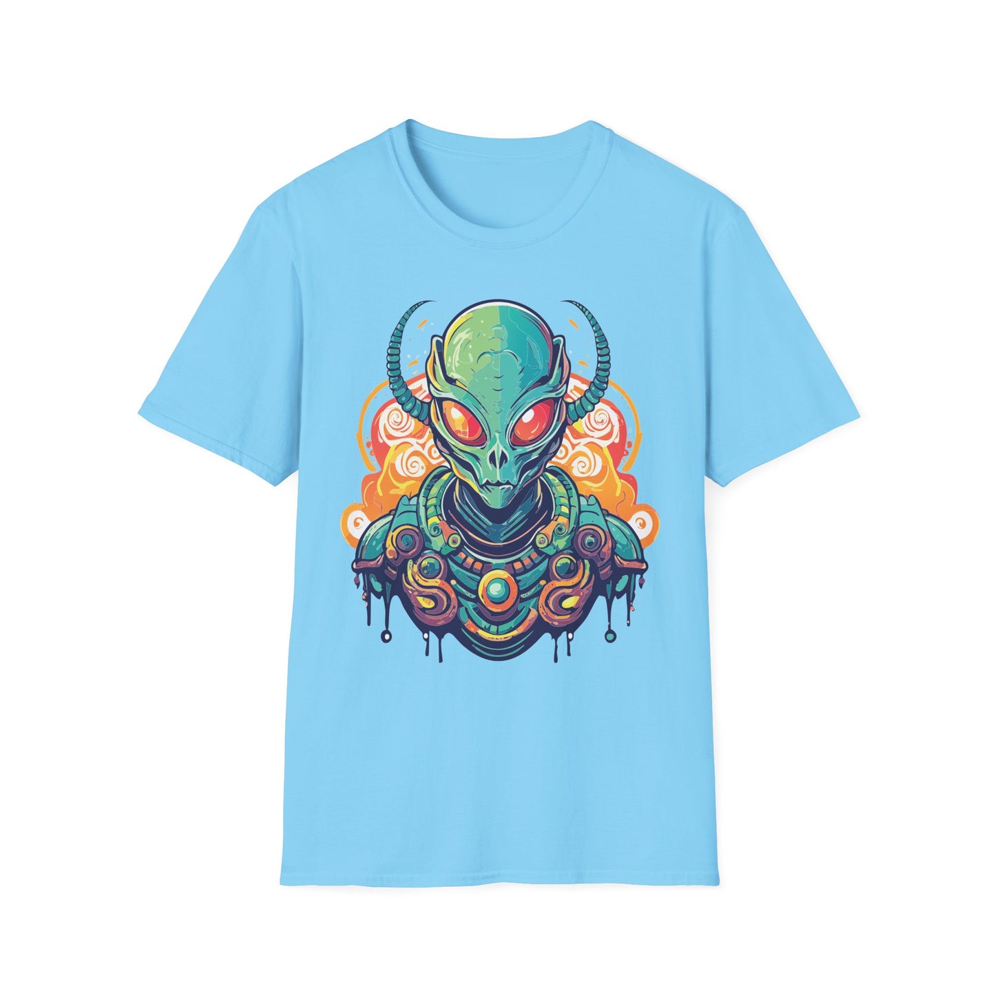 Cosmos Alien T Shirt Unisex Softstyle Cotton Tee With Space Artwork Graphic Design