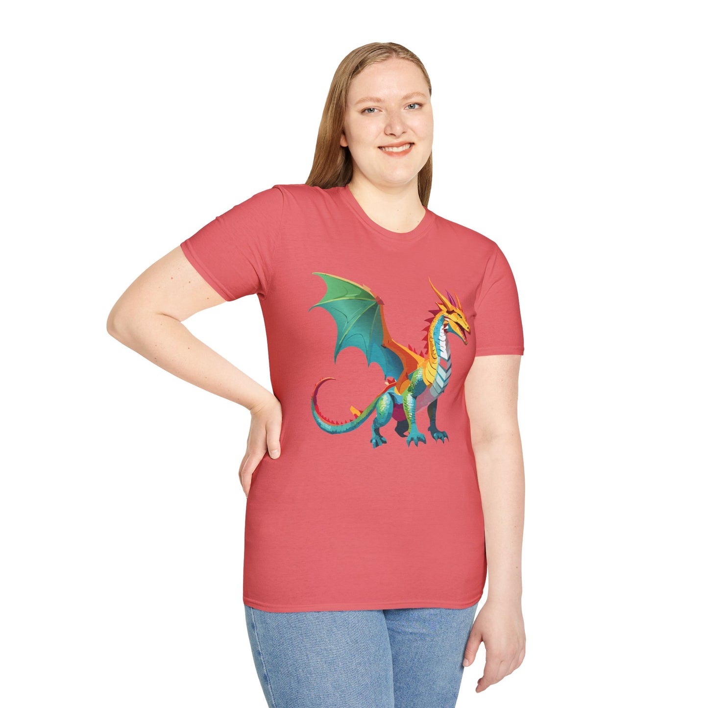 Dragon T Shirt Unisex Animal Design Tee Softstyle Gildan 64000 100 Percent Ring Spun Cotton