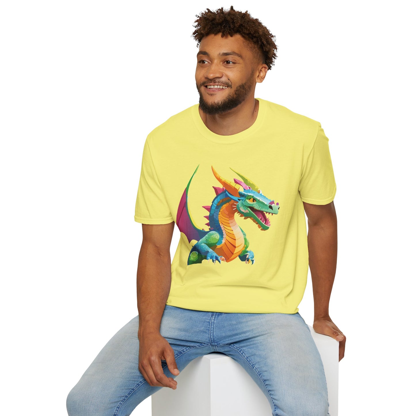 Unisex Dragon Graphic Tee Softstyle Short Sleeve T Shirt Made From Ring Spun Cotton
