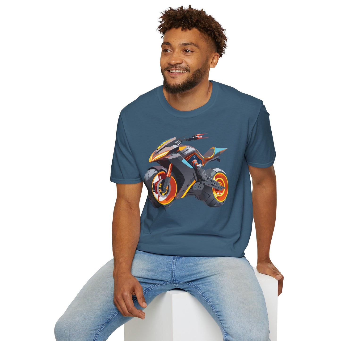 Unisex Bike T Shirt With Motorcycle Graphic MTB Tee Cotton Softstyle Comfort For Riders