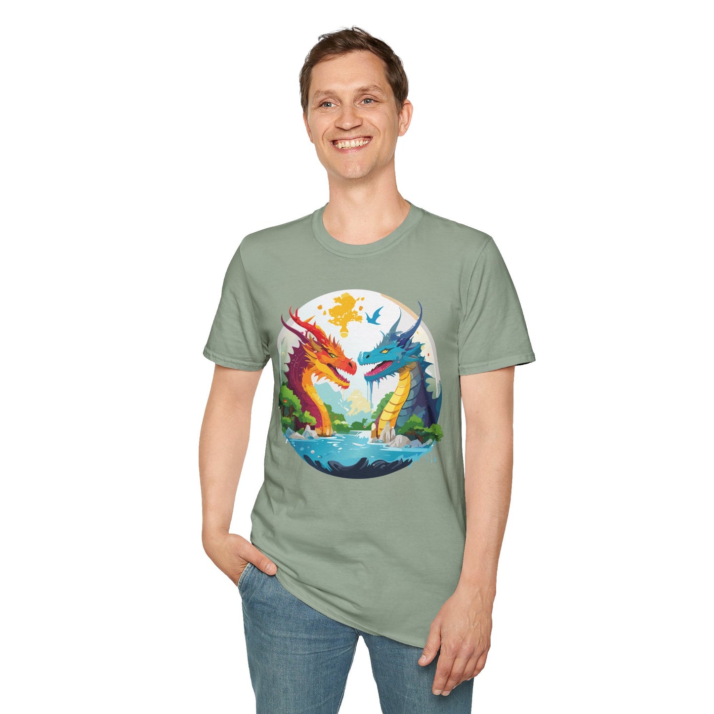 Dragon T Shirt Unisex Gildan Softstyle 64000 100 Percent Cotton Animal Print Tee Artwork