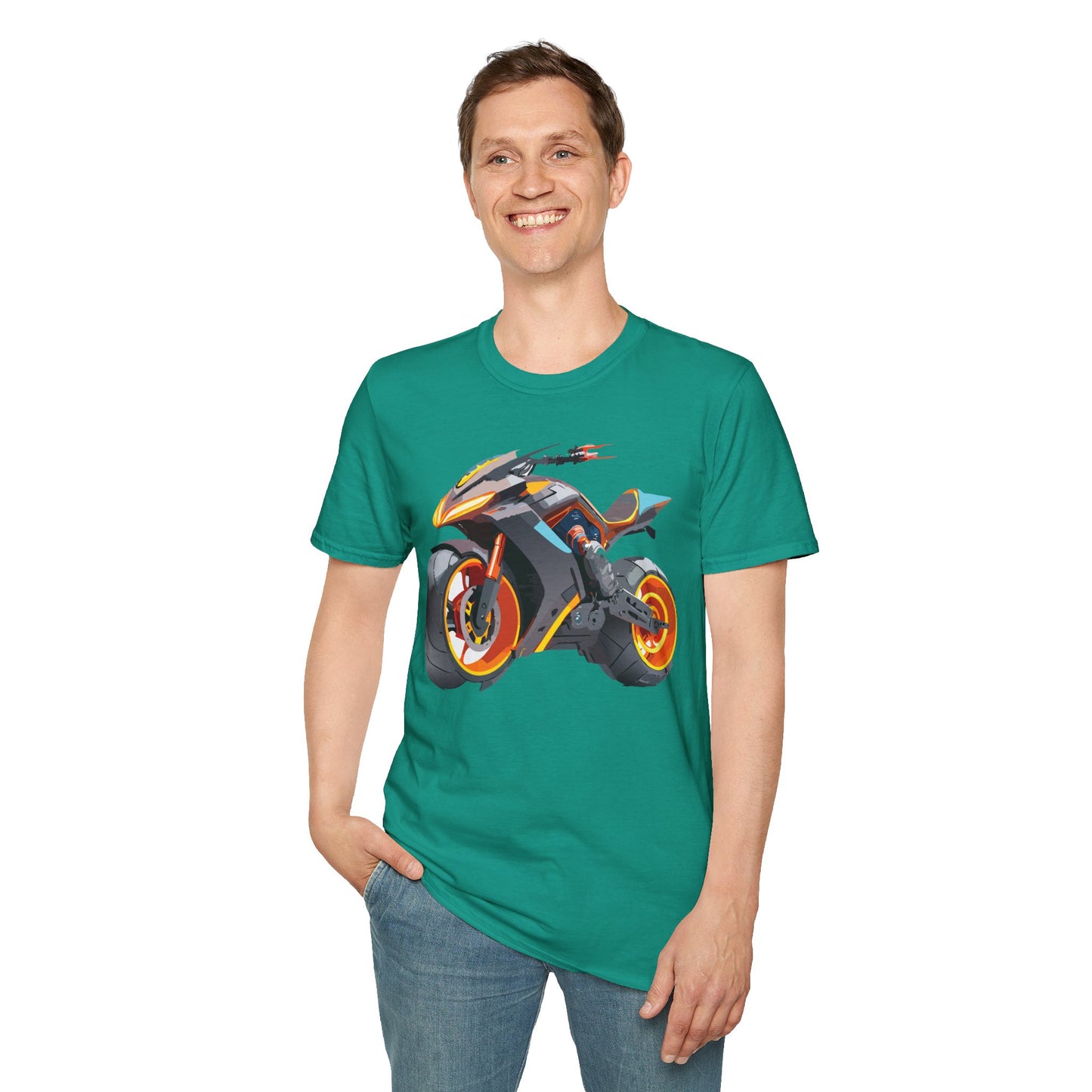 Unisex Bike T Shirt With Motorcycle Graphic MTB Tee Cotton Softstyle Comfort For Riders