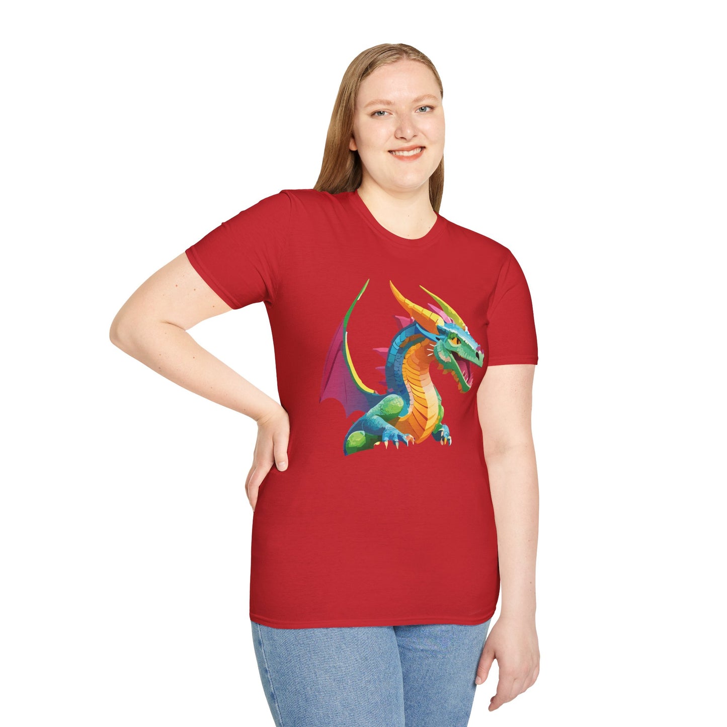 Unisex Dragon Graphic Tee Softstyle Short Sleeve T Shirt Made From Ring Spun Cotton