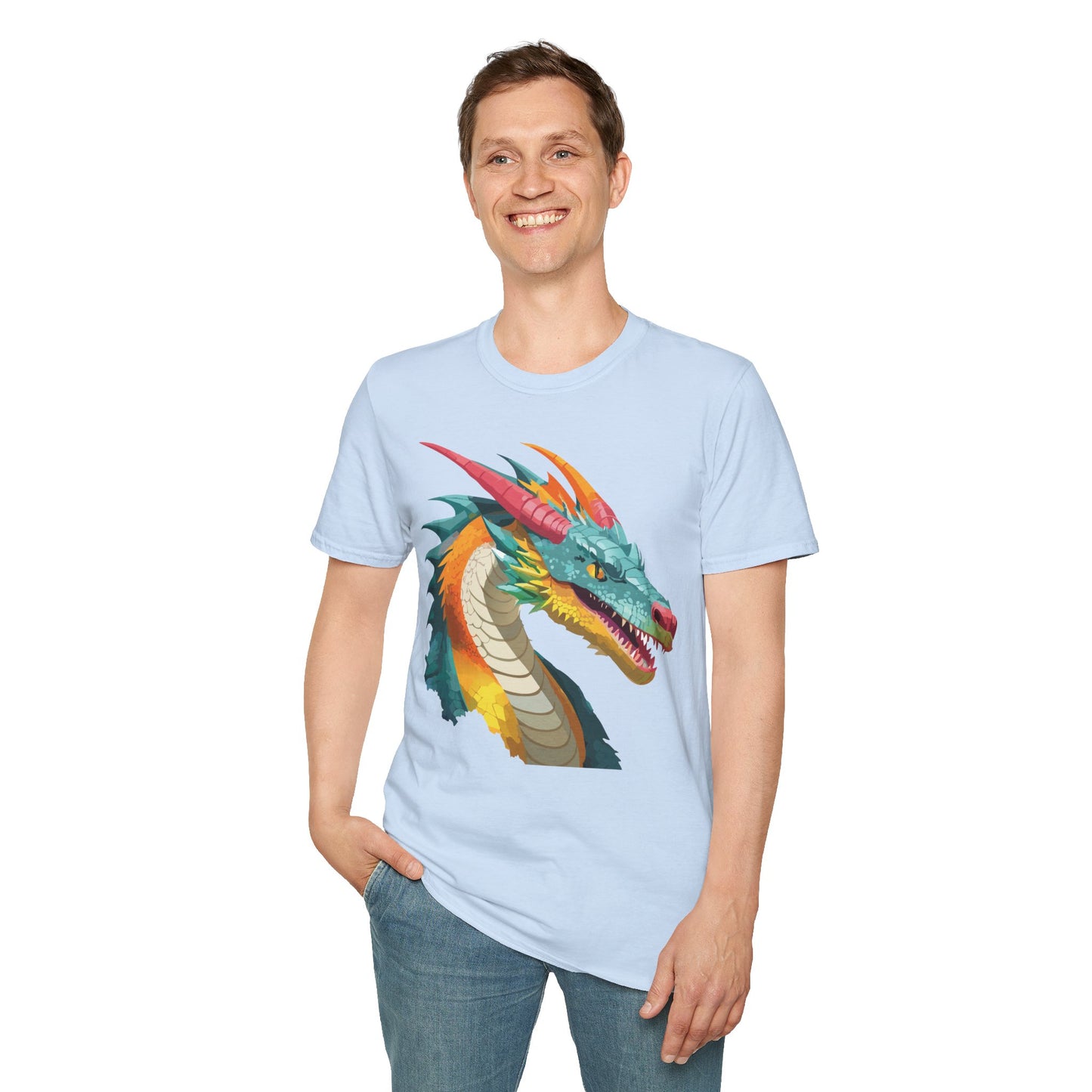 Dragon T Shirt Unisex Softstyle Art Design Tee With Animals Theme Gildan 64000 Premium Quality