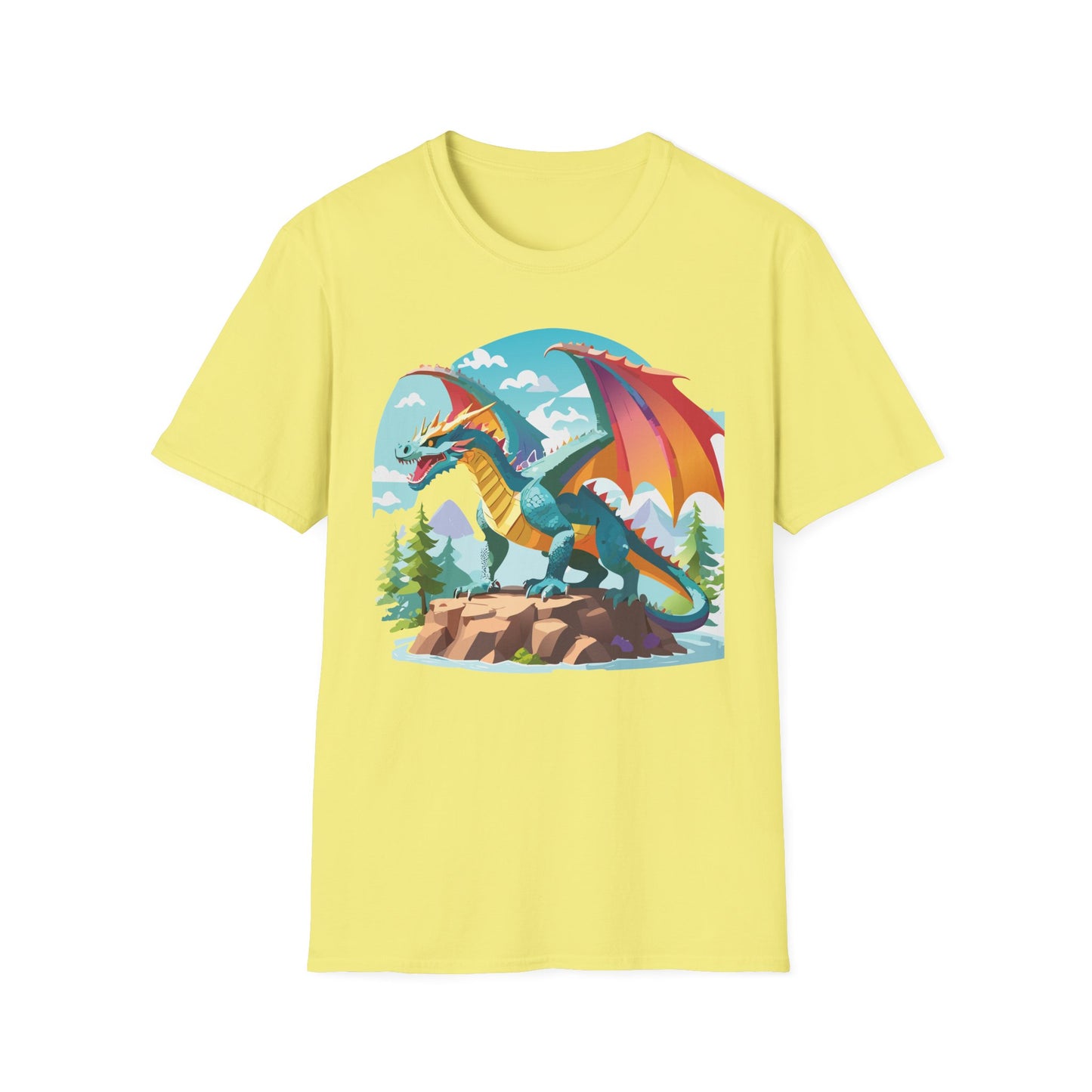 Dragon Graphic Tee Unisex Softstyle 100 Percent Ring Spun Cotton Animal Art Print Shirt