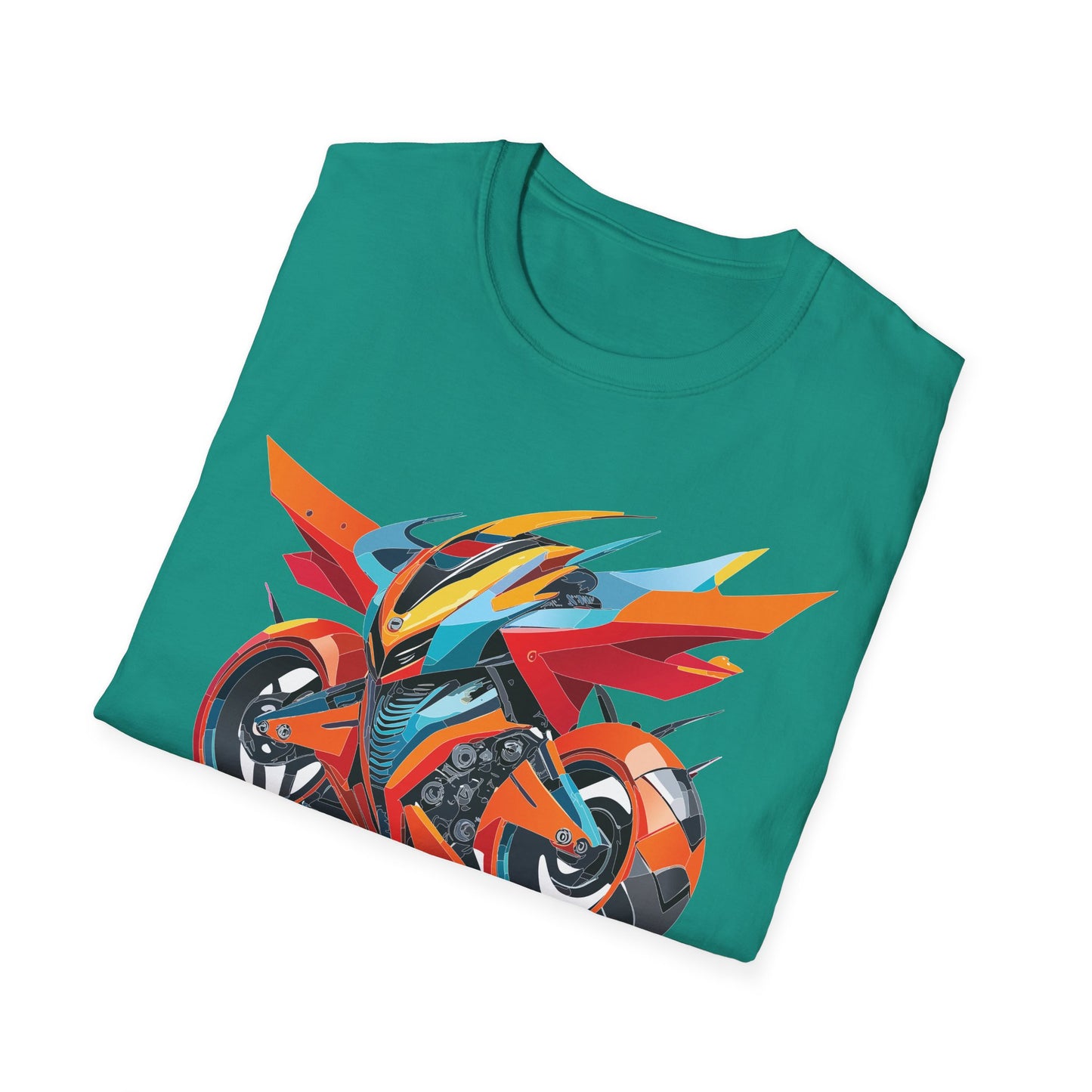 Unisex Bike T Shirt With Motorcycle Art Design Graphic Tee Softstyle 64000 Cotton