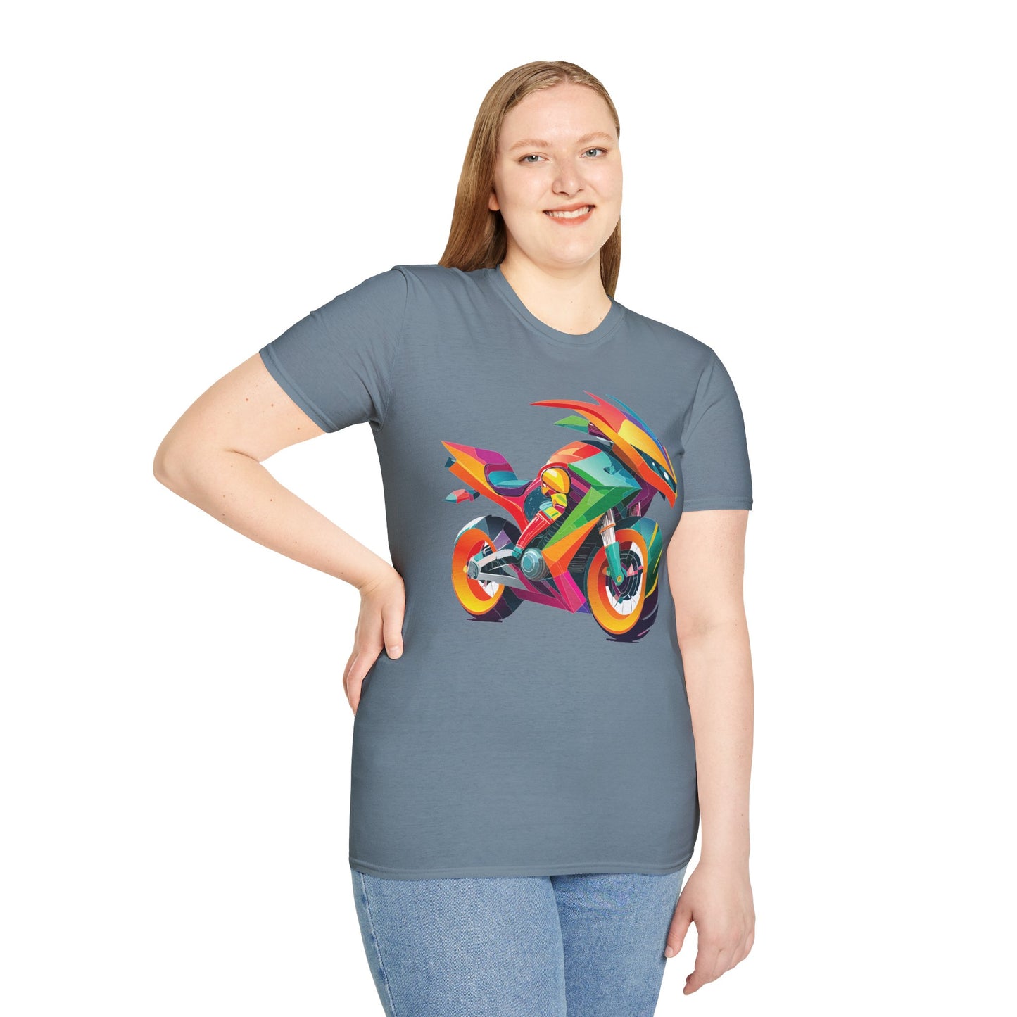 Unisex Bike T Shirt With Motorcycle Artwork Premium Cotton MTB Tee Softstyle 64000