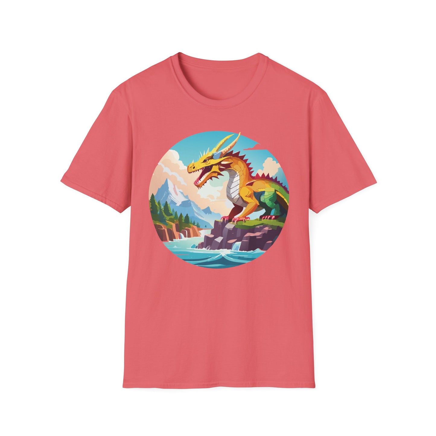 Dragon T Shirt Unisex Softstyle Cotton Tee With Colorful Animal Art Design For Everyday Wear