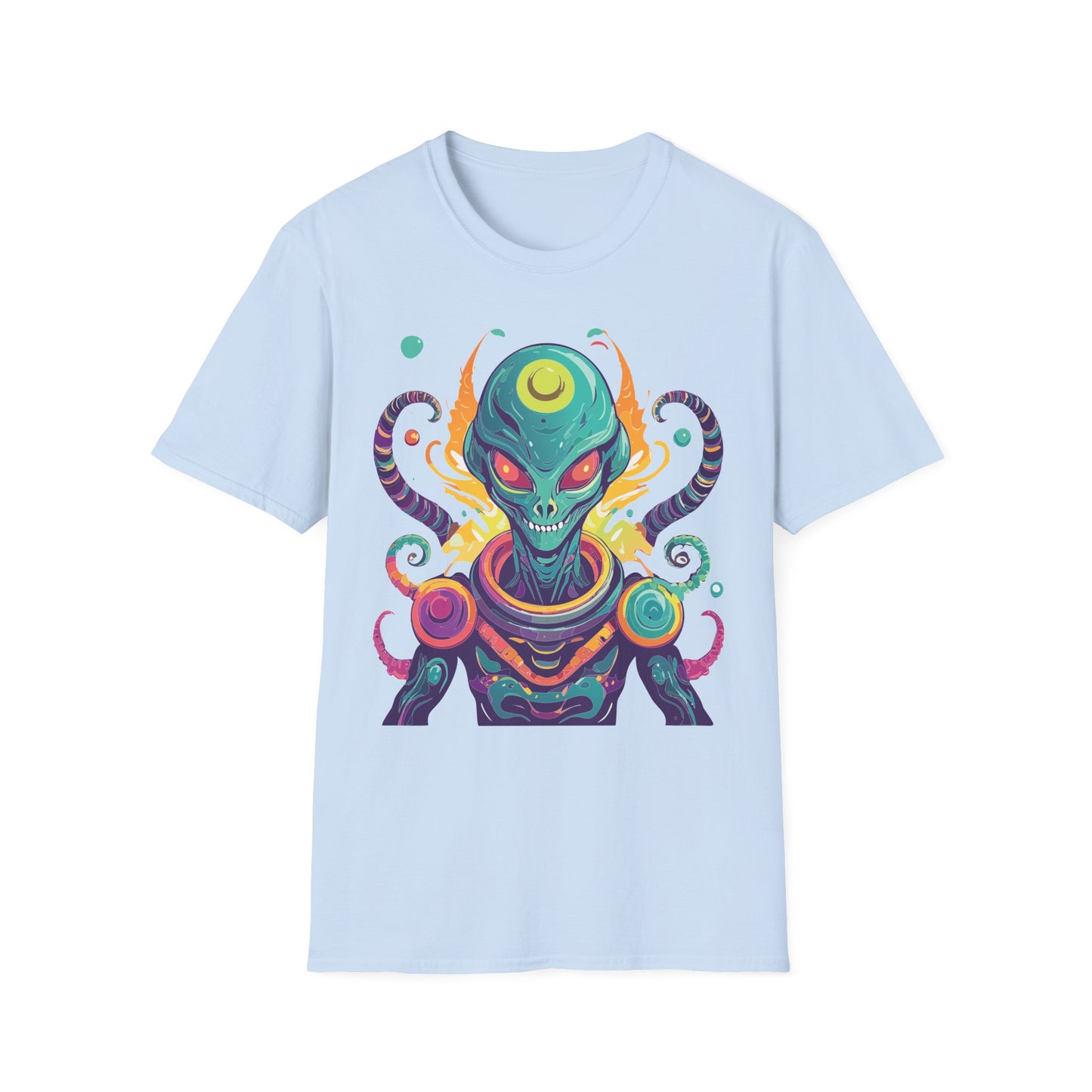 Alien Cosmos Unisex T Shirt With Aliens Design Gildan Softstyle 64000 Comfortable Lightweight Tee