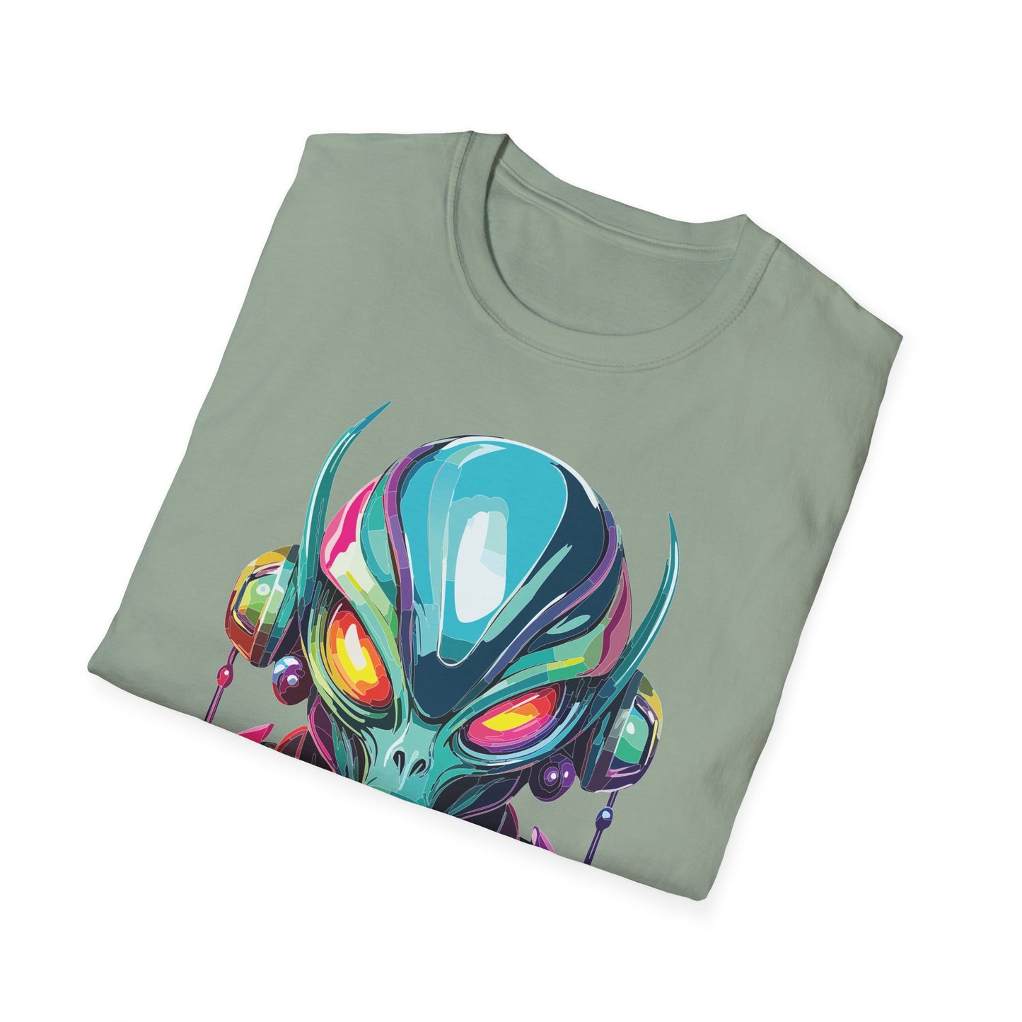 Alien Cosmos Unisex Cotton T Shirt With Alien Artwork Softstyle Ring Spun Cotton 64000
