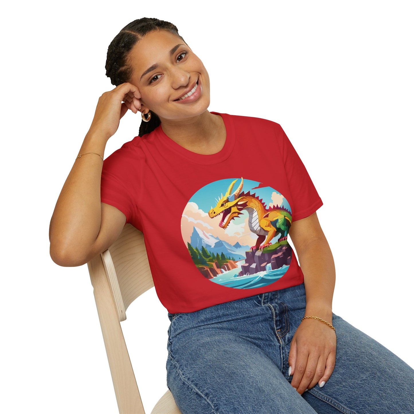 Dragon T Shirt Unisex Softstyle Cotton Tee With Colorful Animal Art Design For Everyday Wear
