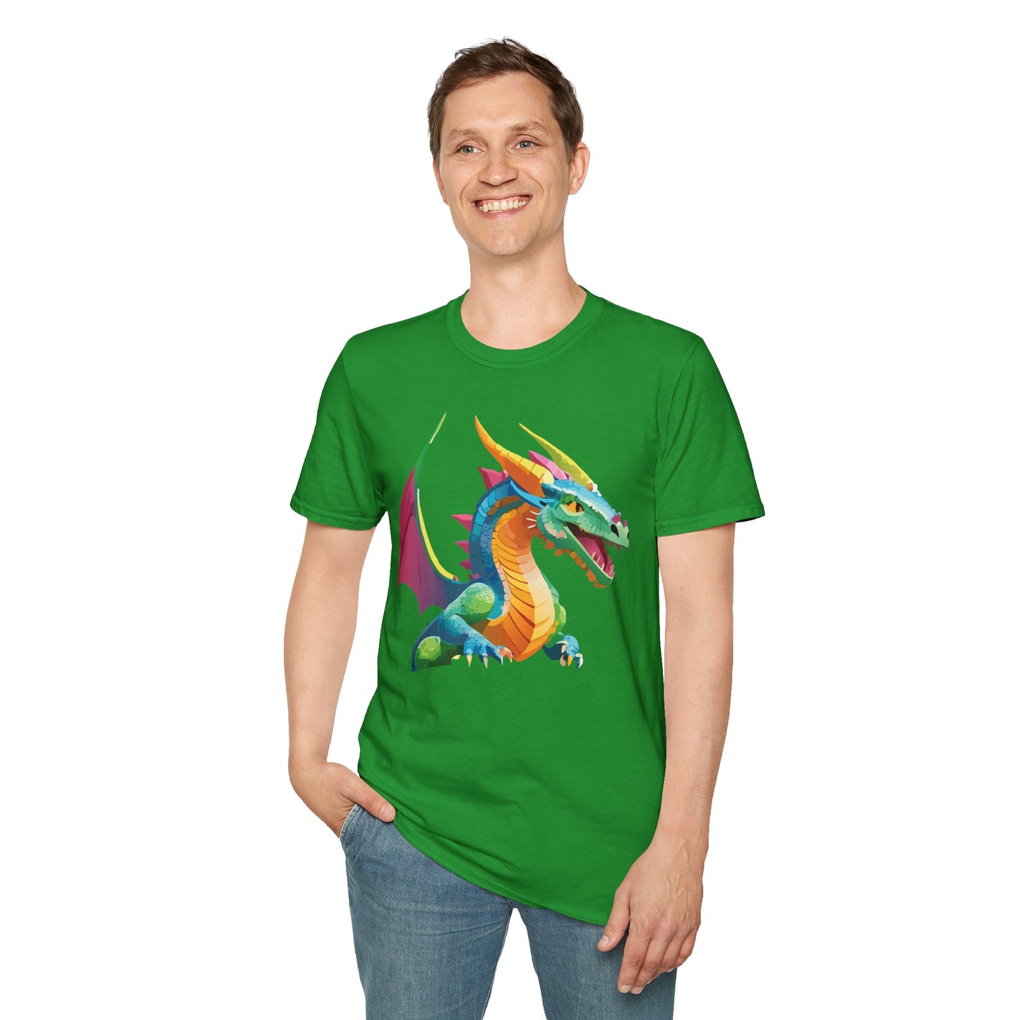 Unisex Dragon Graphic Tee Softstyle Short Sleeve T Shirt Made From Ring Spun Cotton