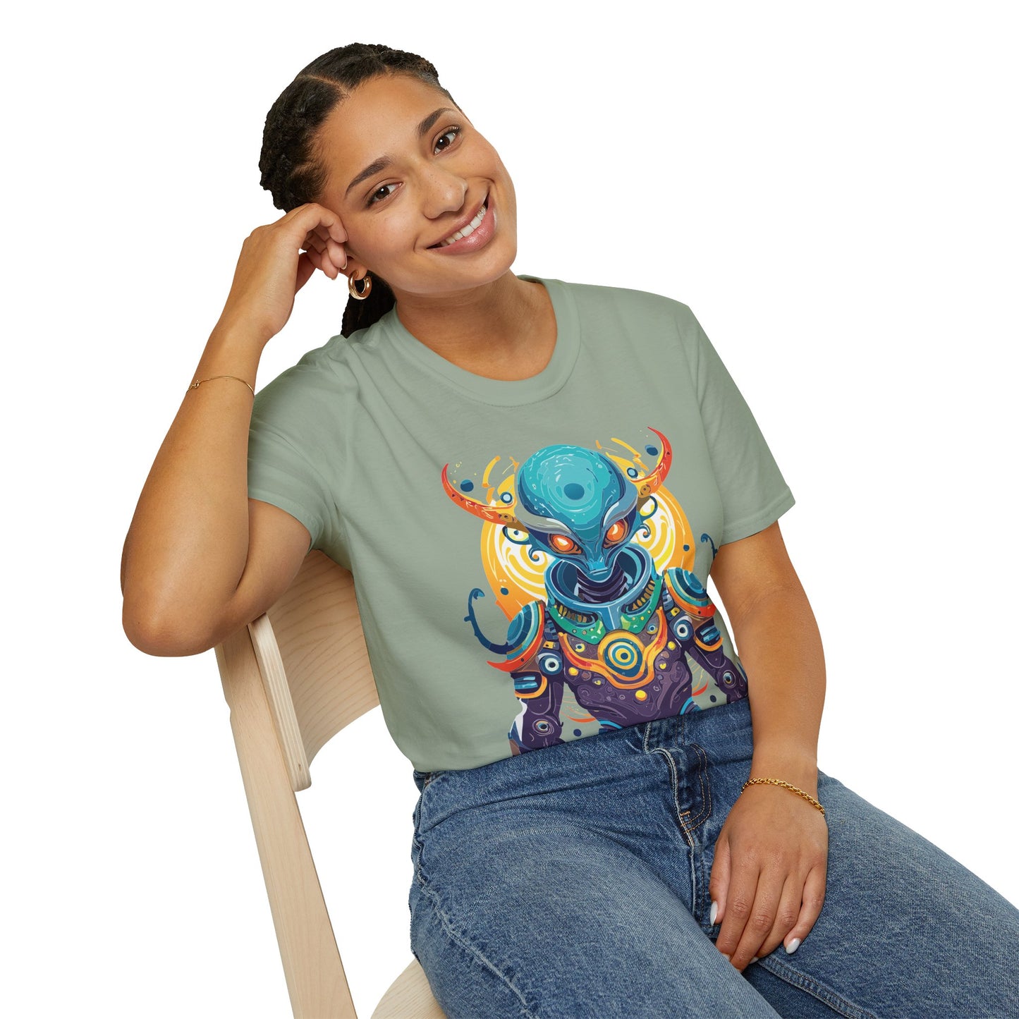 Alien T Shirt Cosmos Shirt Unisex Short Sleeve Tee With Alien Art Design Ring Spun Cotton