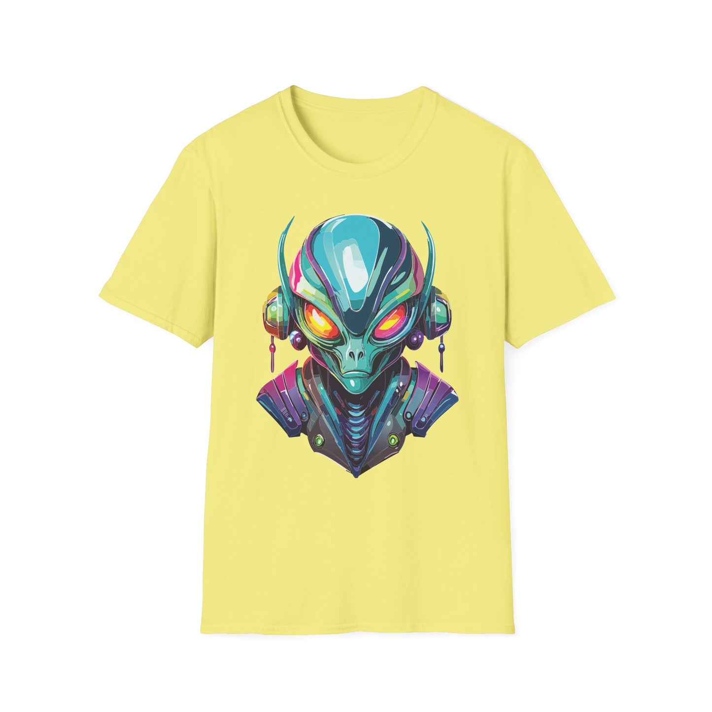 Alien Cosmos Unisex Cotton T Shirt With Alien Artwork Softstyle Ring Spun Cotton 64000