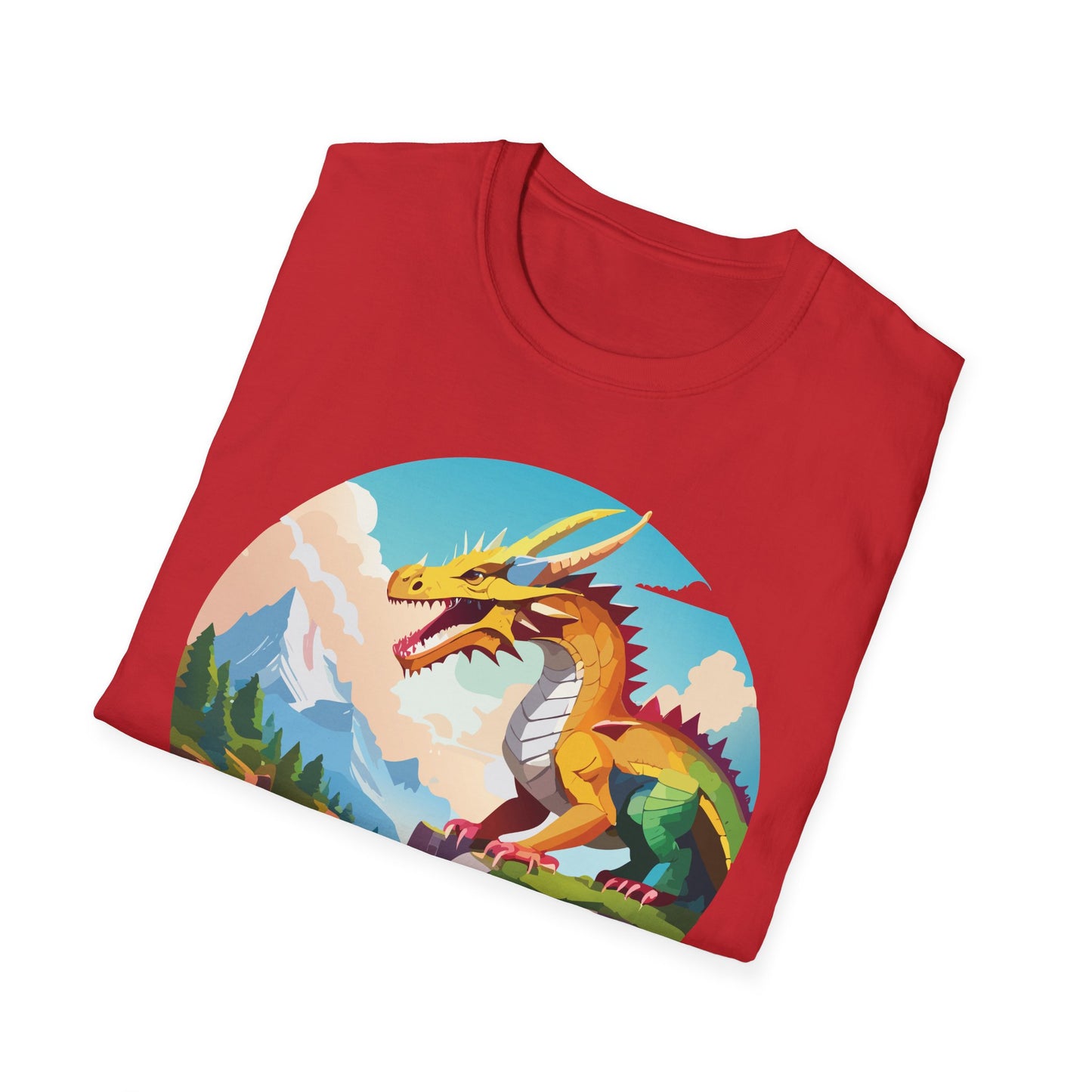 Dragon T Shirt Unisex Softstyle Cotton Tee With Colorful Animal Art Design For Everyday Wear