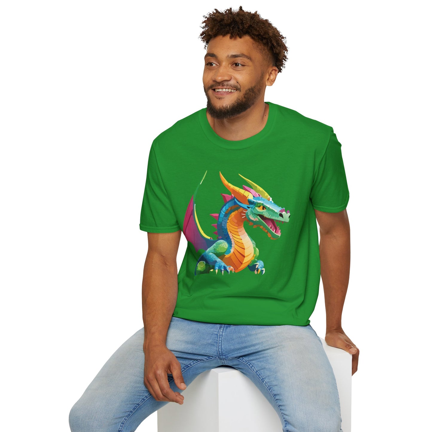 Unisex Dragon Graphic Tee Softstyle Short Sleeve T Shirt Made From Ring Spun Cotton