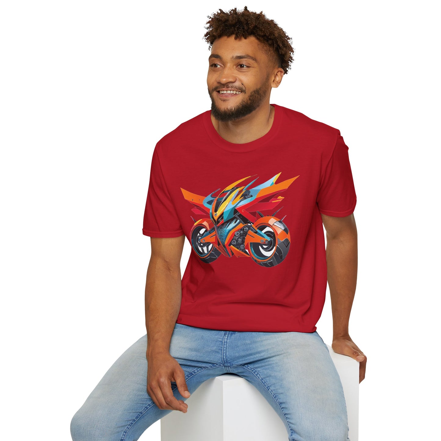 Unisex Bike T Shirt With Motorcycle Art Design Graphic Tee Softstyle 64000 Cotton