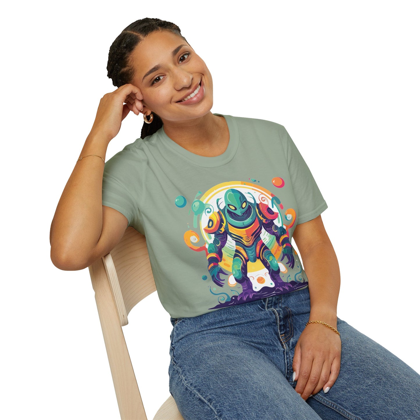 Cosmos Alien T Shirt Unisex Softstyle 64000 with Art Design Durable Comfort Artwork Tee