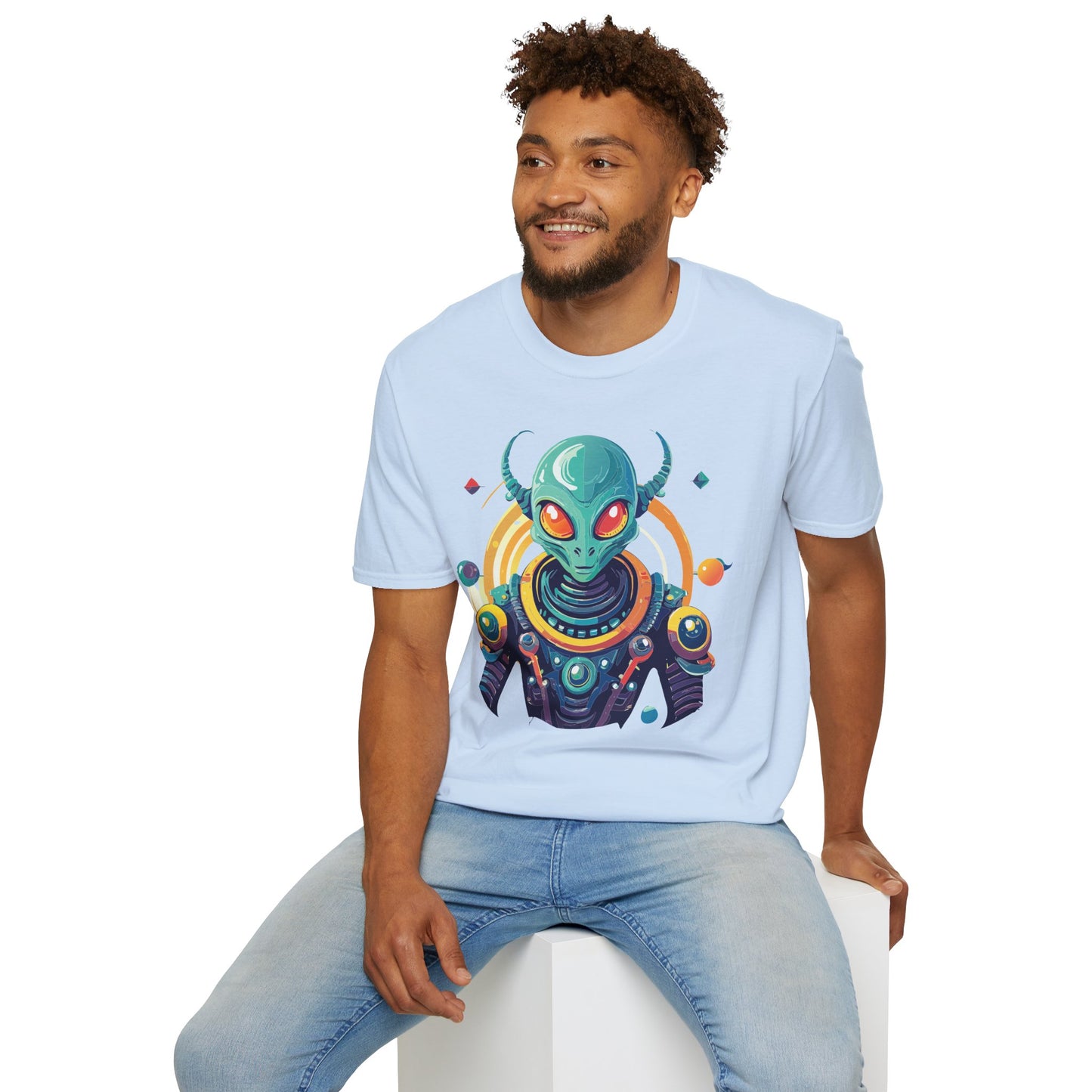 Alien Cosmos T Shirt Unisex Softstyle Cotton Tee With Alien Art Design Premium Comfort