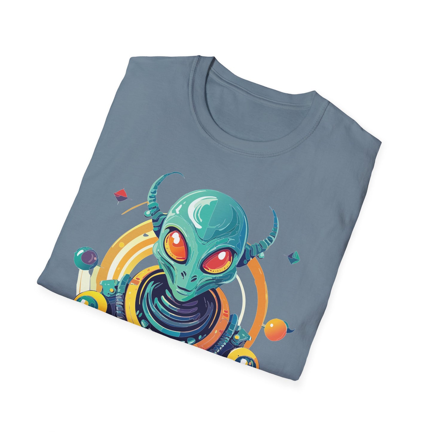Alien Cosmos T Shirt Unisex Softstyle Cotton Tee With Alien Art Design Premium Comfort